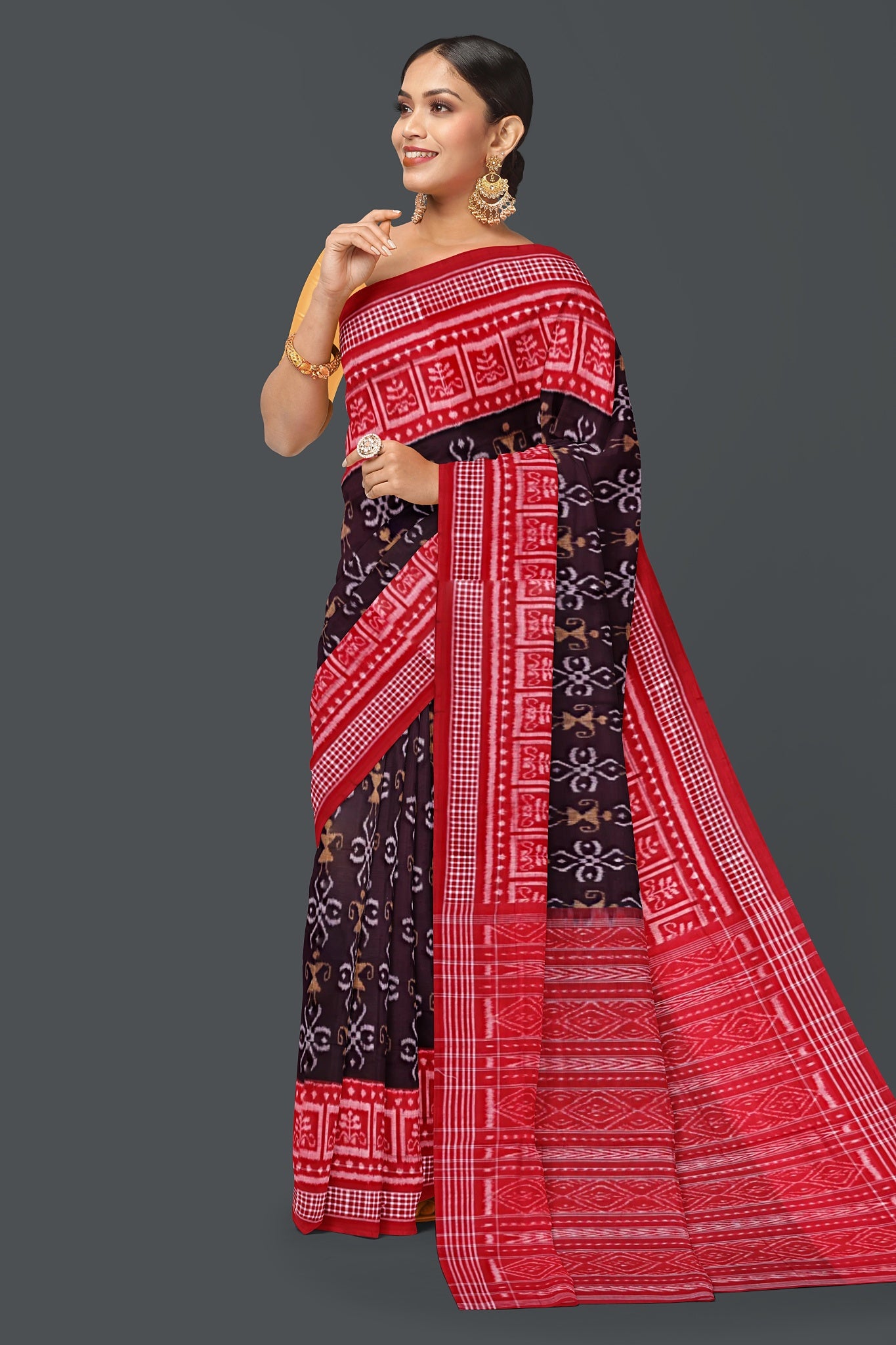 Coffee Body Bandha Saree(With Out Blouse)