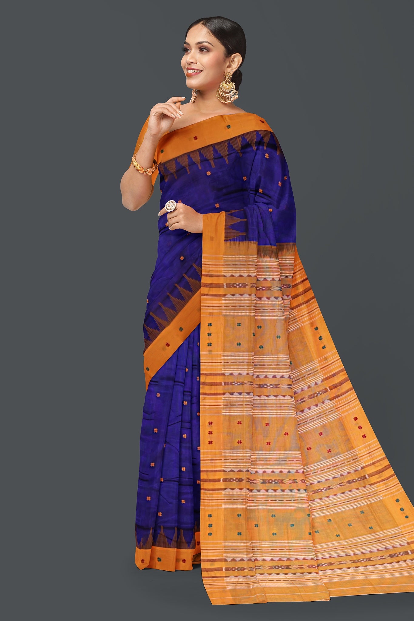 Blue Pata Bapta Saree