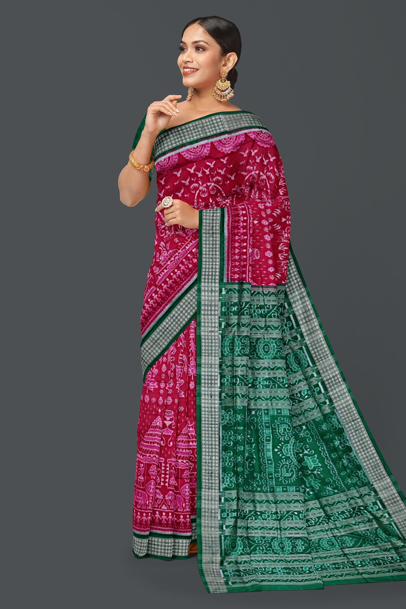 Hot Pink Traditional Body Bandha Saree