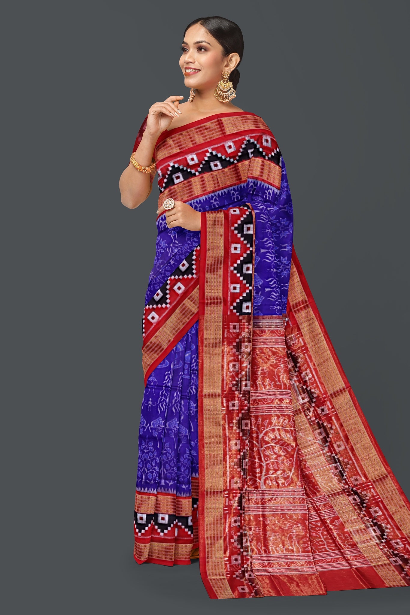 Blue Violate Body Bandha Tissue Saree