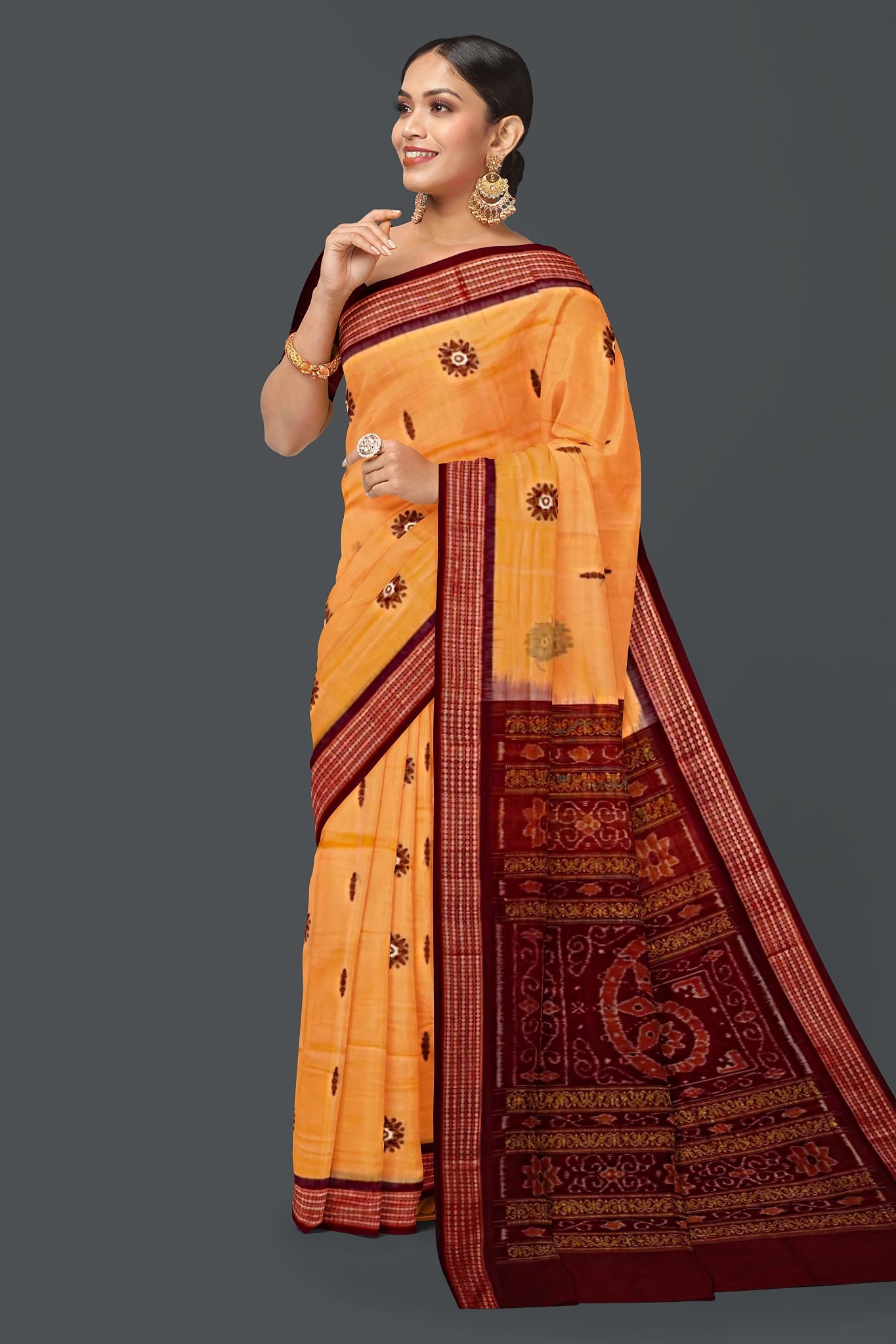 Light Orange Bomkai Saree