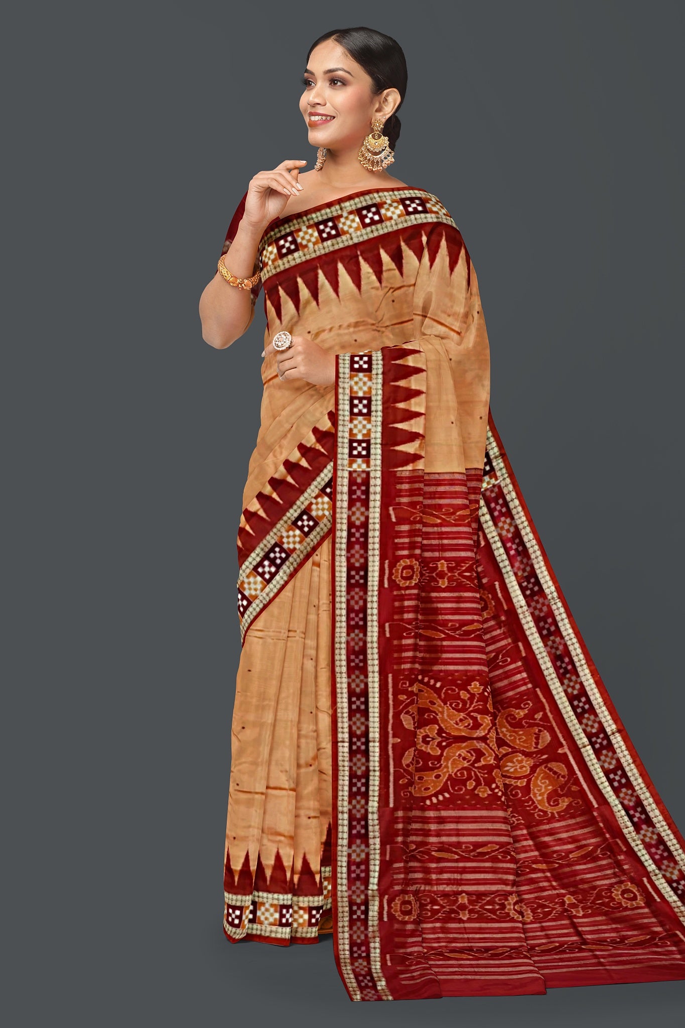 Light Coral Border Pasapalli Saree