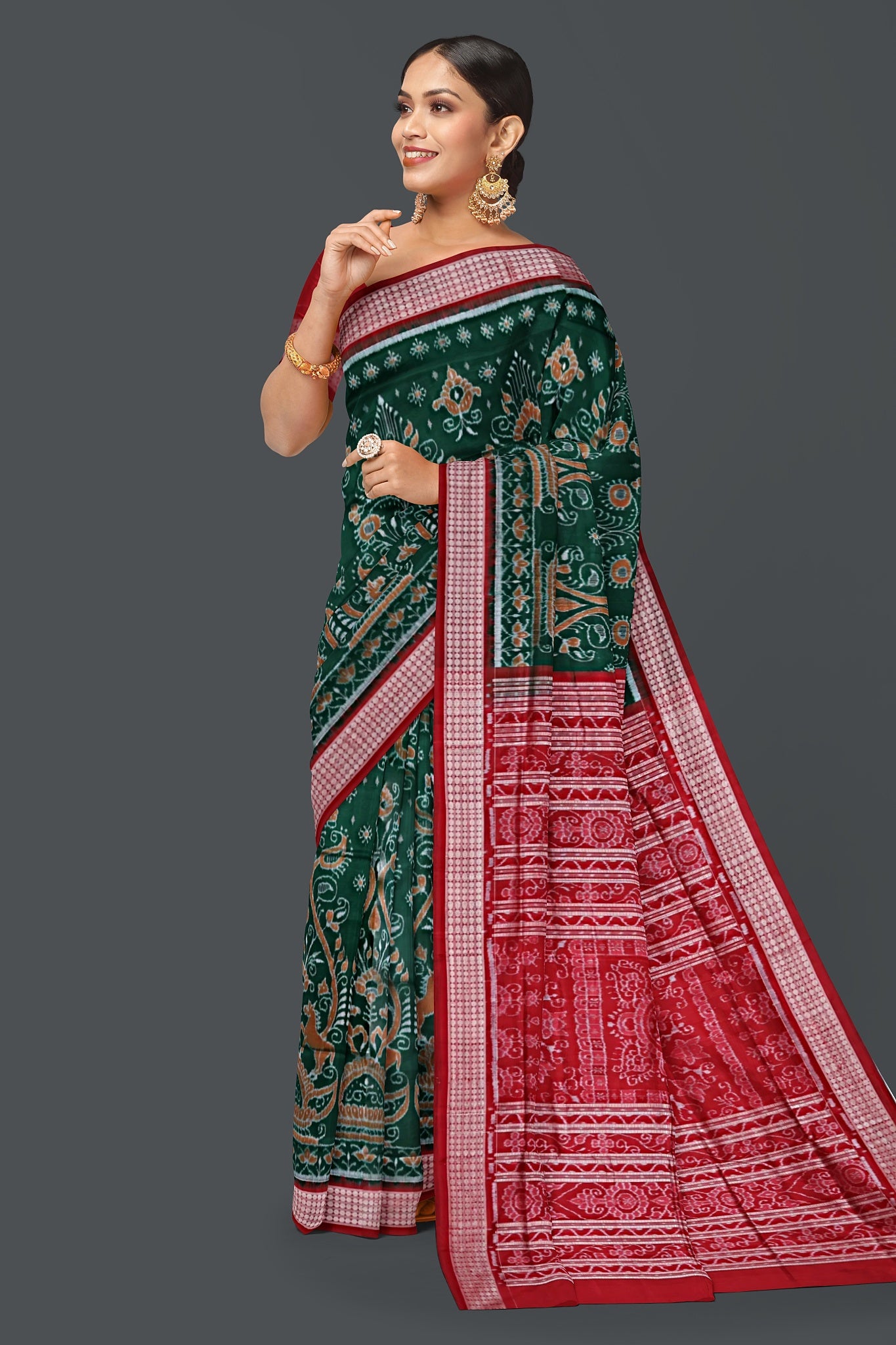 Forest Green Traditional Body Bandha Saree