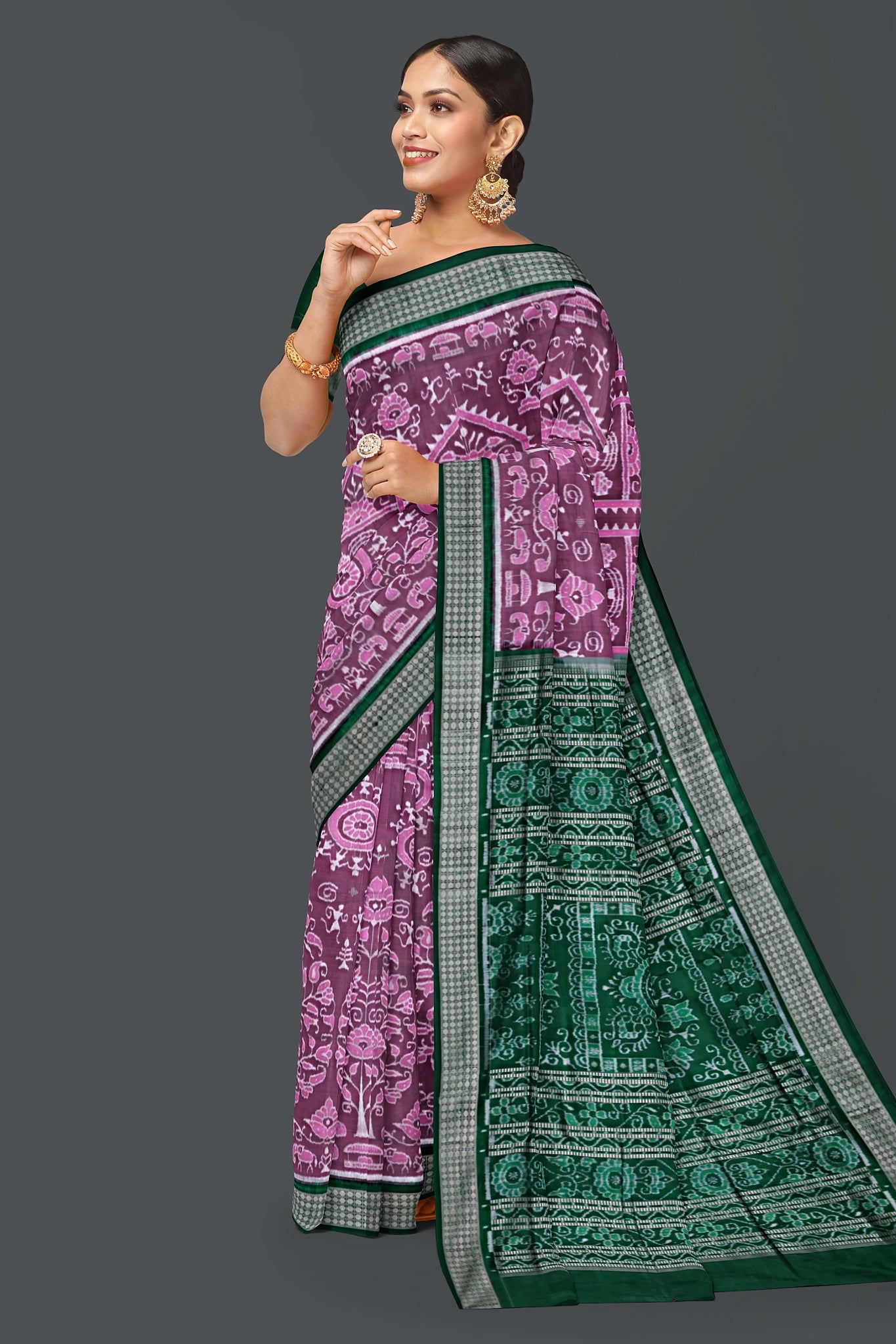 Lavender Blue Teracota Bandha Saree