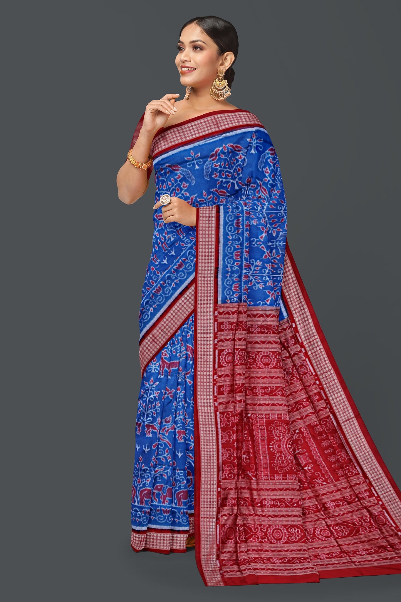 Happy Blue Traditional Body Bandha Saree