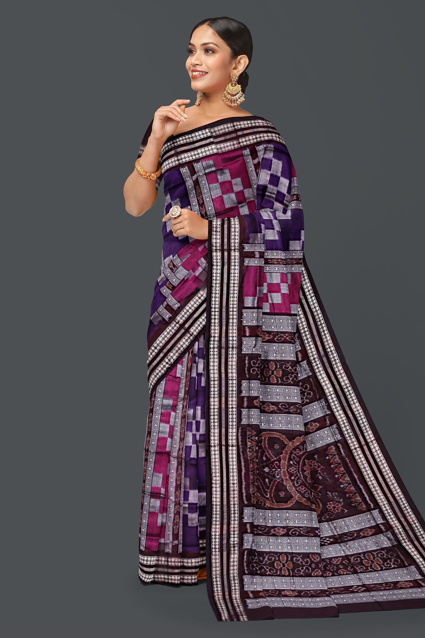 Magenta Violet Bandha Bomkai Saree