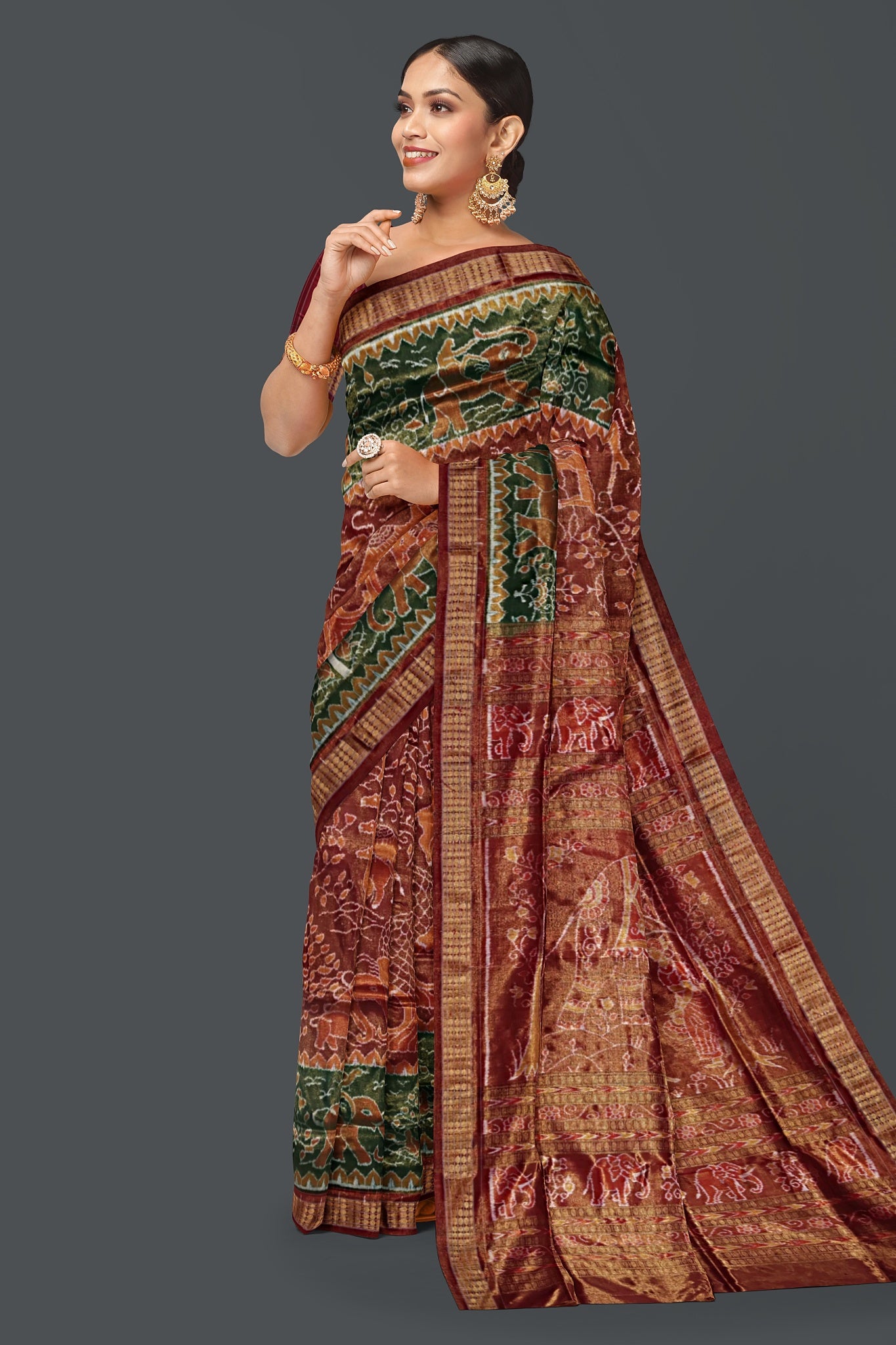 Golden Brown Body Bandha Tissue Saree