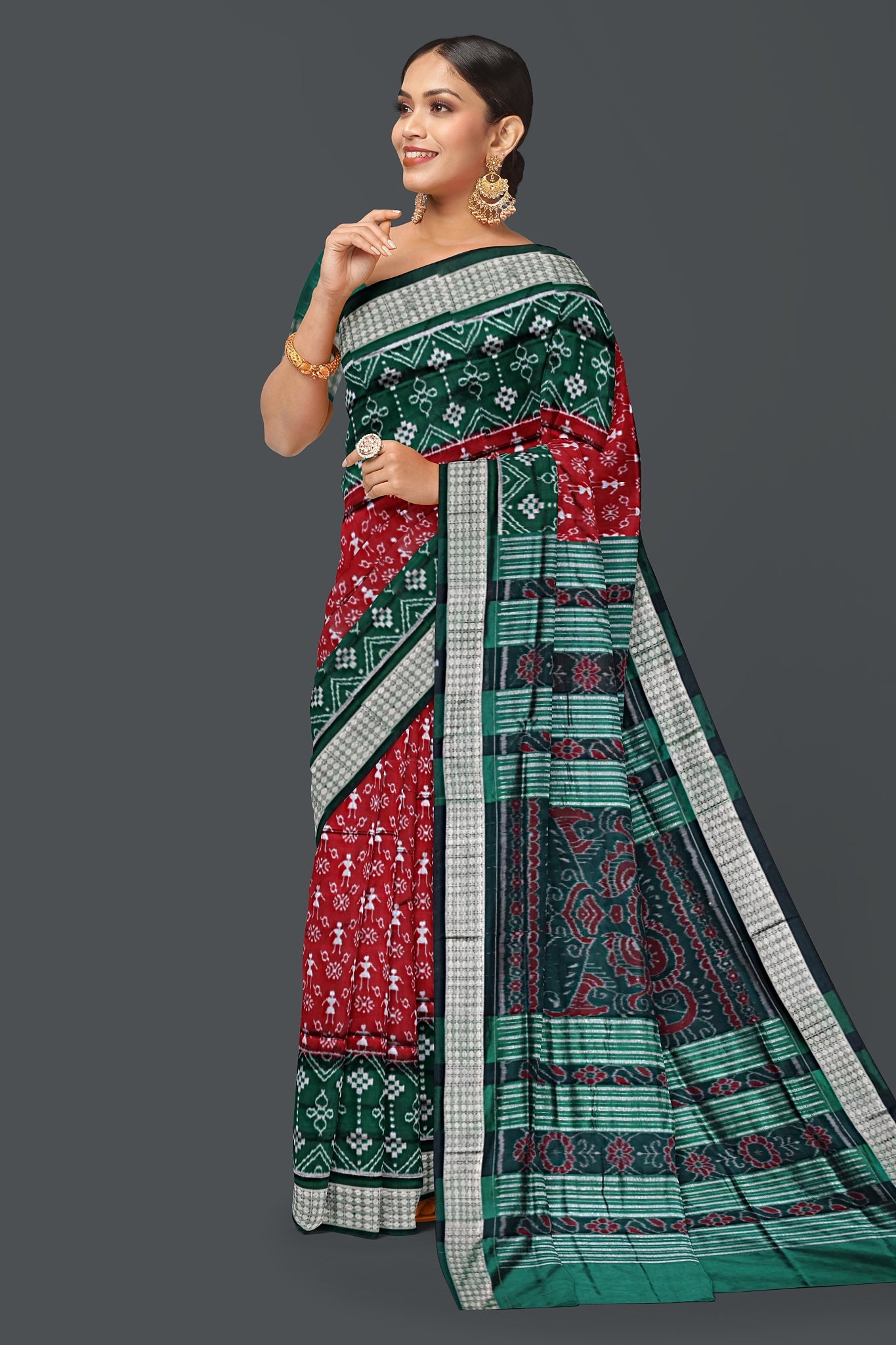 Maroon Teracota Bandha Saree