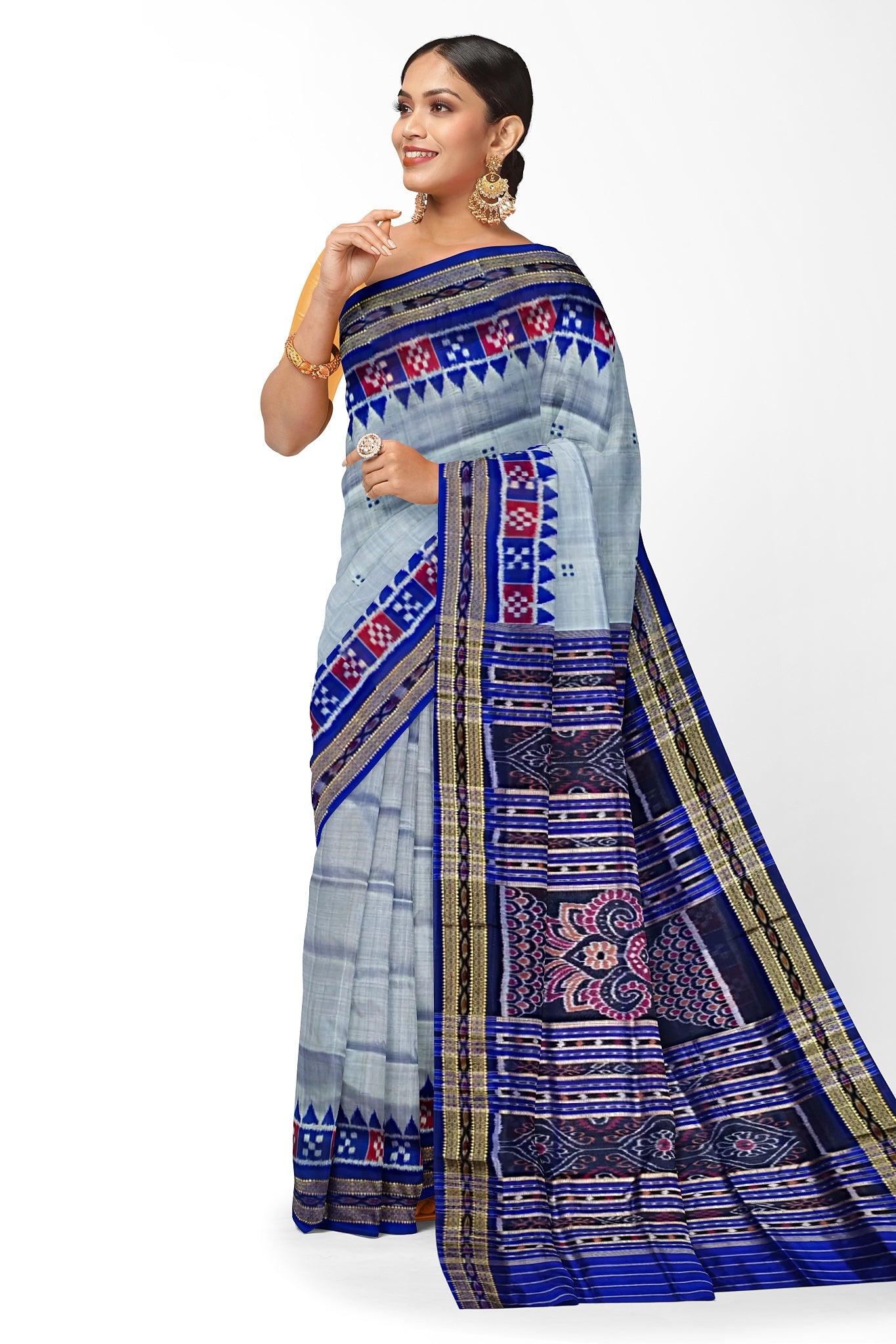 Sky blue Pasapalli Temple Border Khandua Pata Saree