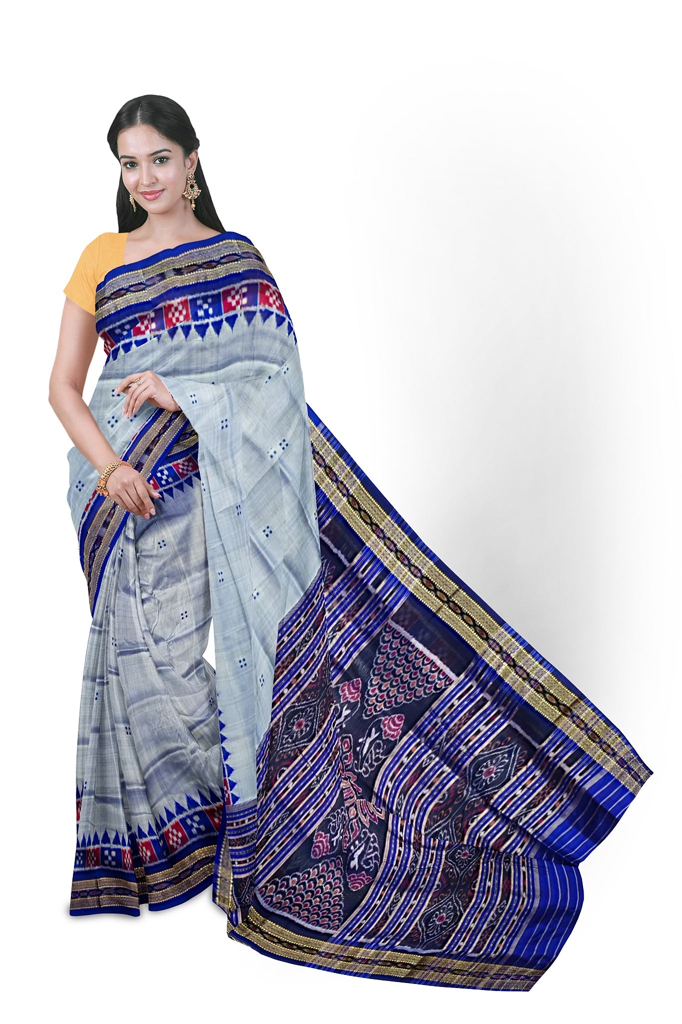 Sky blue Pasapalli Temple Border Khandua Pata Saree