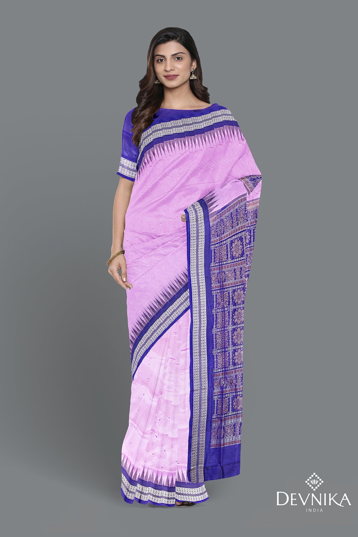 Deep Lavender Bomkai Butti Saree