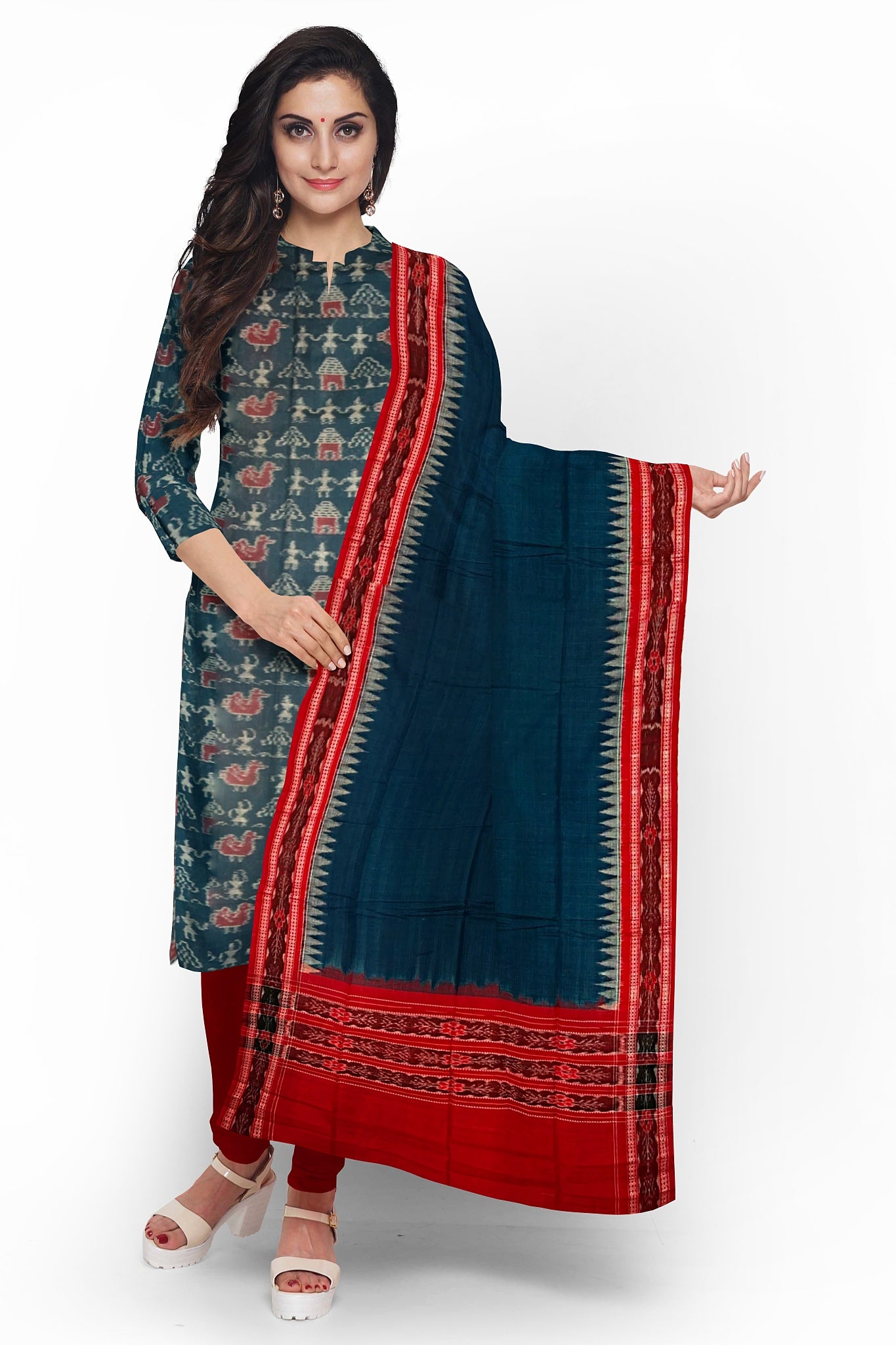 Sumati Top With Red Pant & Chunri Body Bandha Dress Set