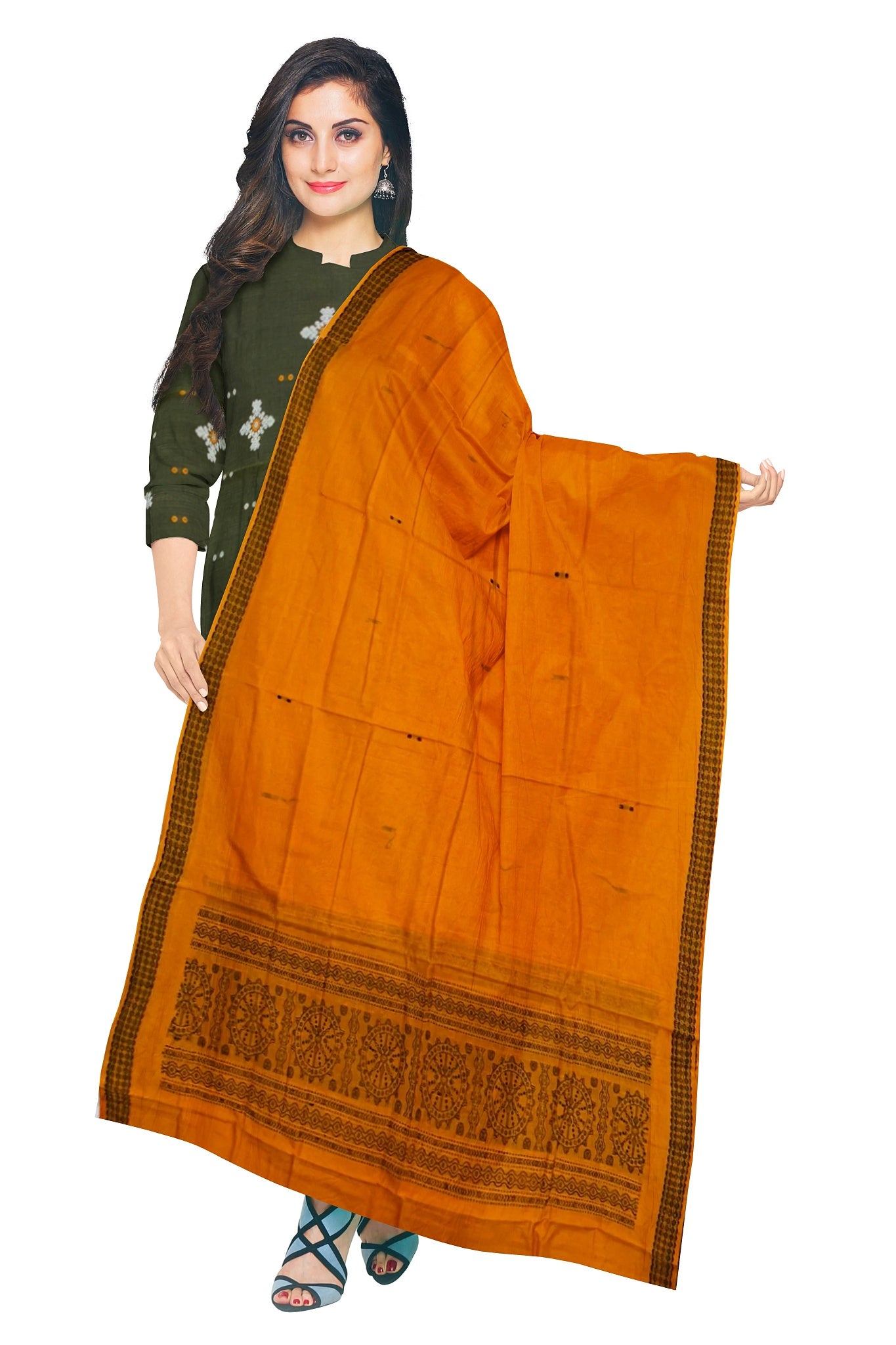 Olive Green Bomkai Dress Set