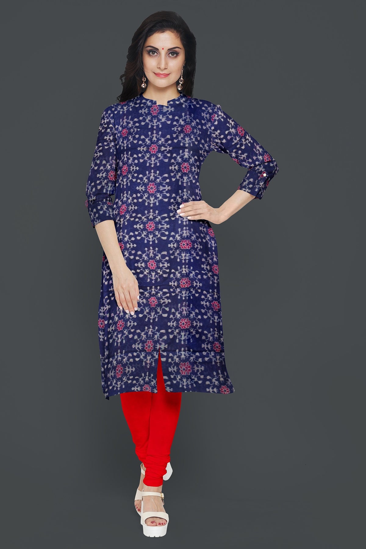 Blue Color Top With Red Color Pant & Chunri Body Bandha Dress Set
