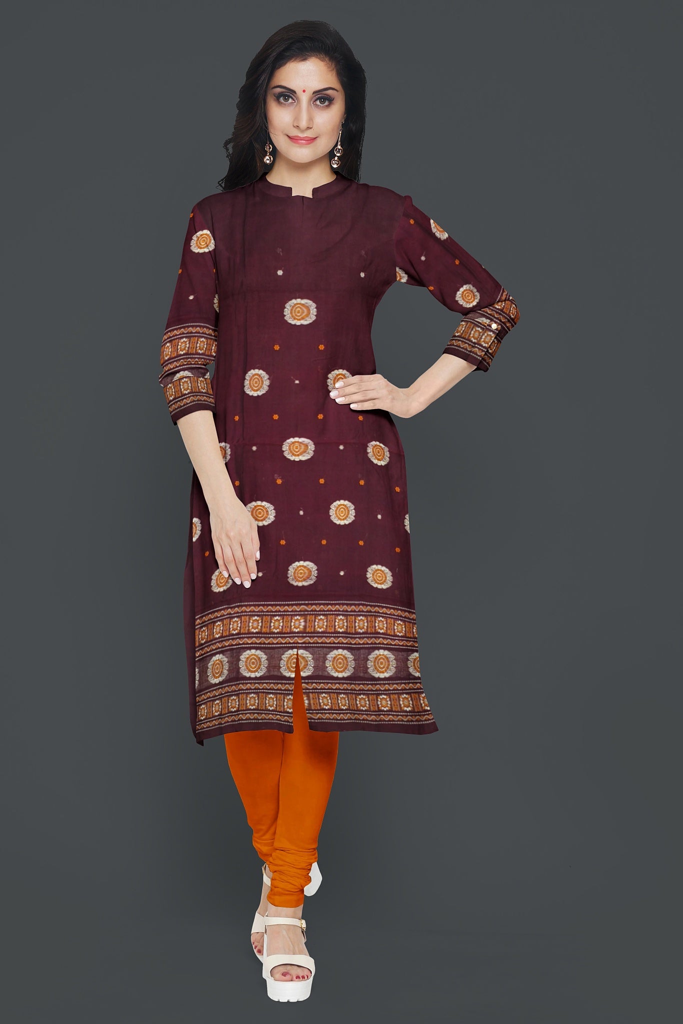 Deep Maroon Bomkai Dress Set