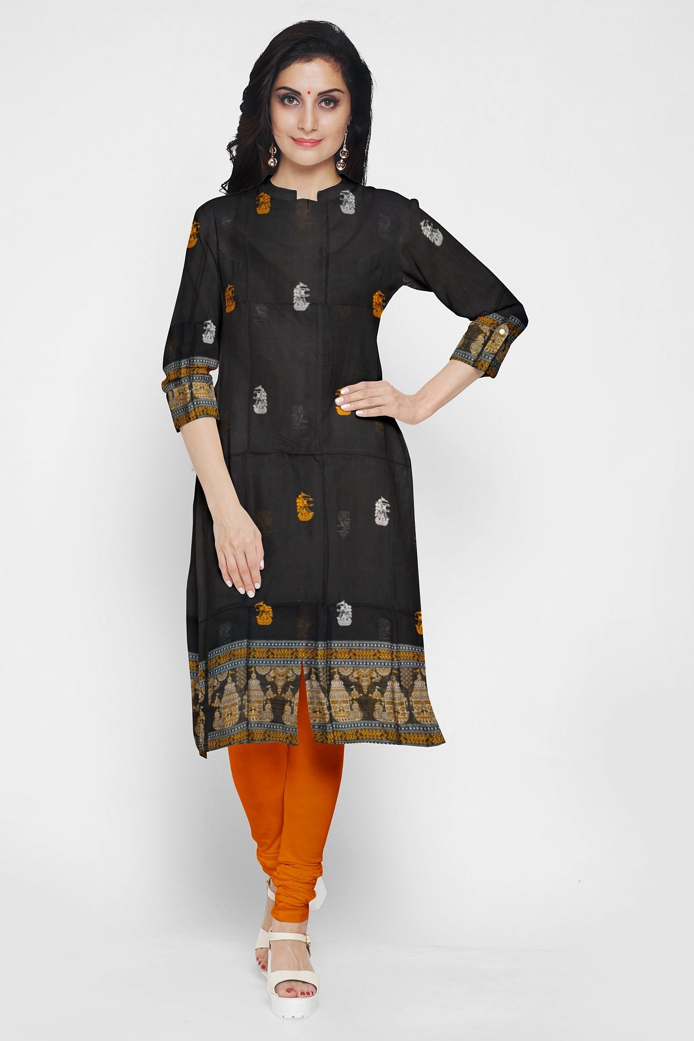Black With Yellow Pant & Chunri Bomkai Dress Set