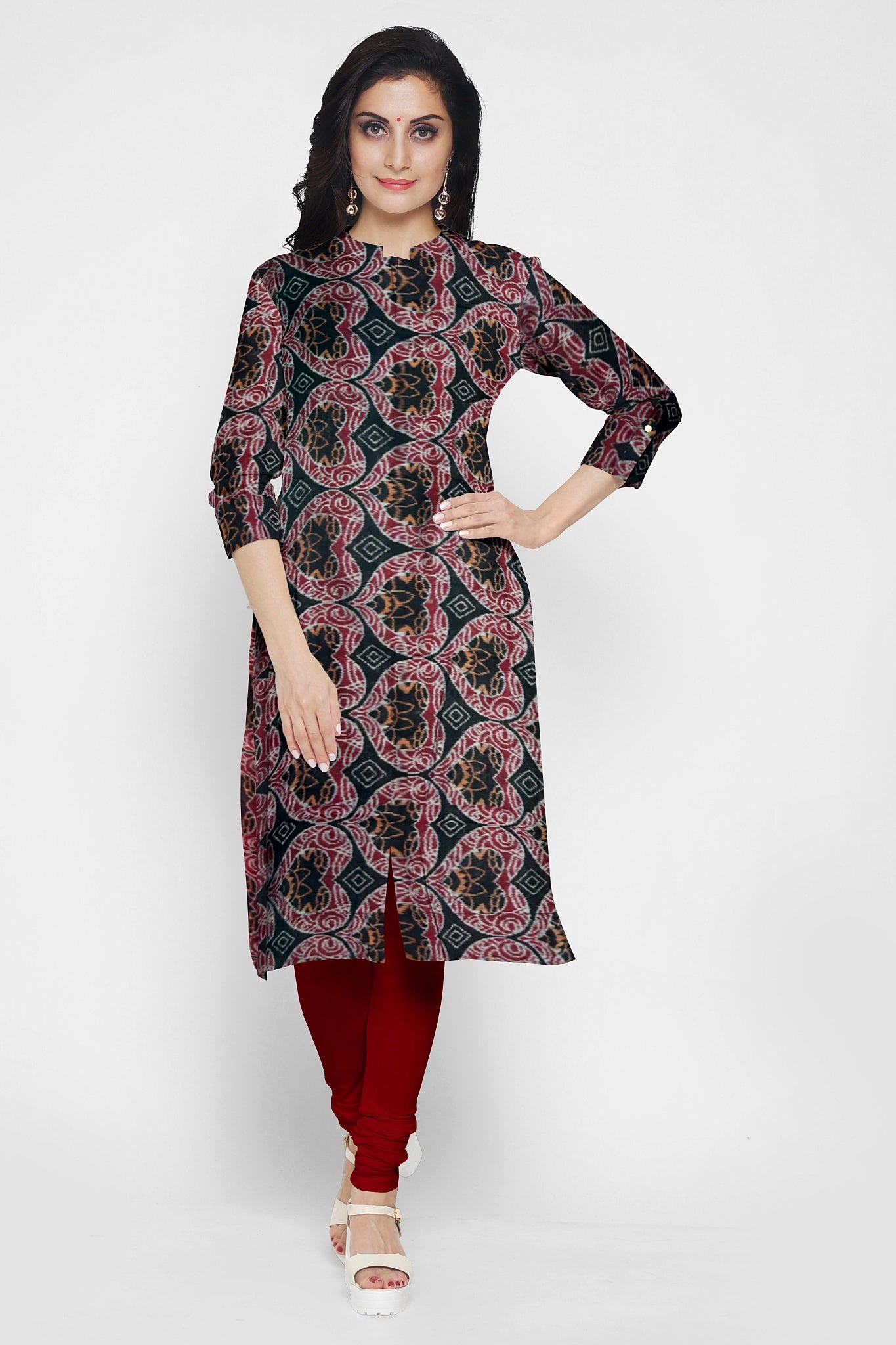 Black Top With Red Pant & Chunri Body Bandha Dress Set