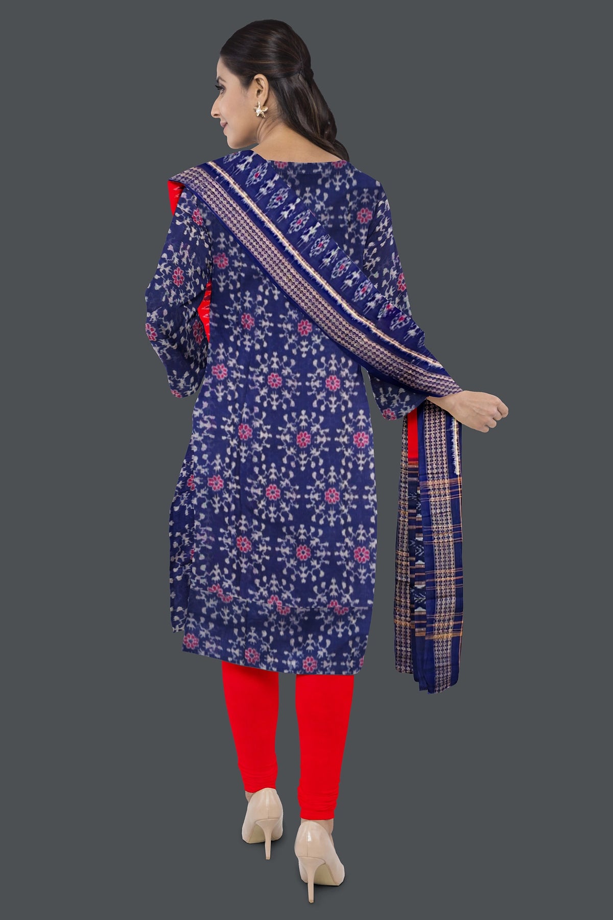 Blue Color Top With Red Color Pant & Chunri Body Bandha Dress Set