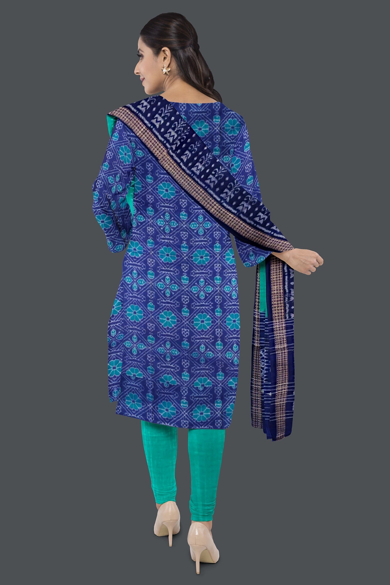 Blue Top With Torquise Blue Pant & Chunri Body Bandha Dress Set