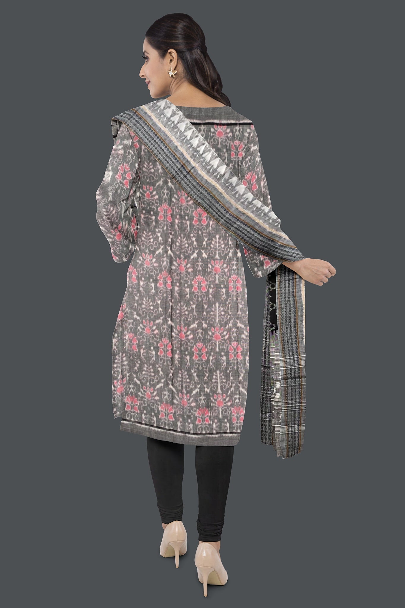 Steel Top With Black Pant & Chunri Body Bandha Dress Set