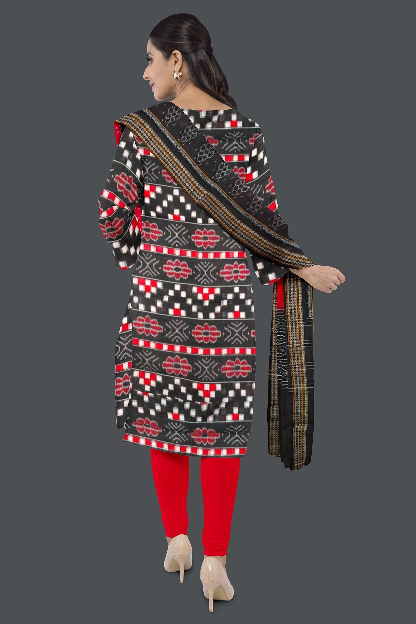 Black Top With Red Pant & Chunri Pasapalli Dress Set