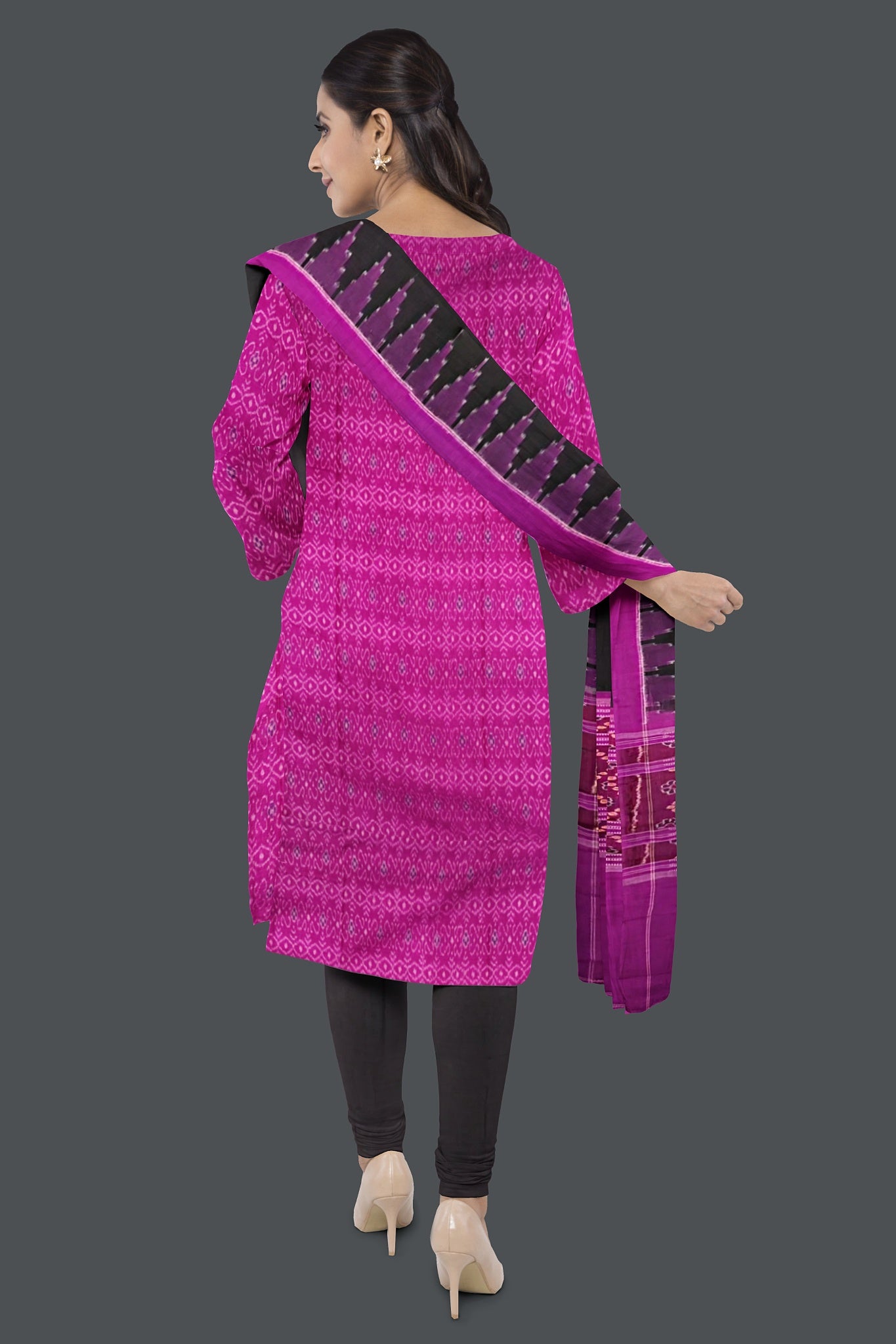 Magenta Top With Black Pant & Chunri Body Bandha Dress Set