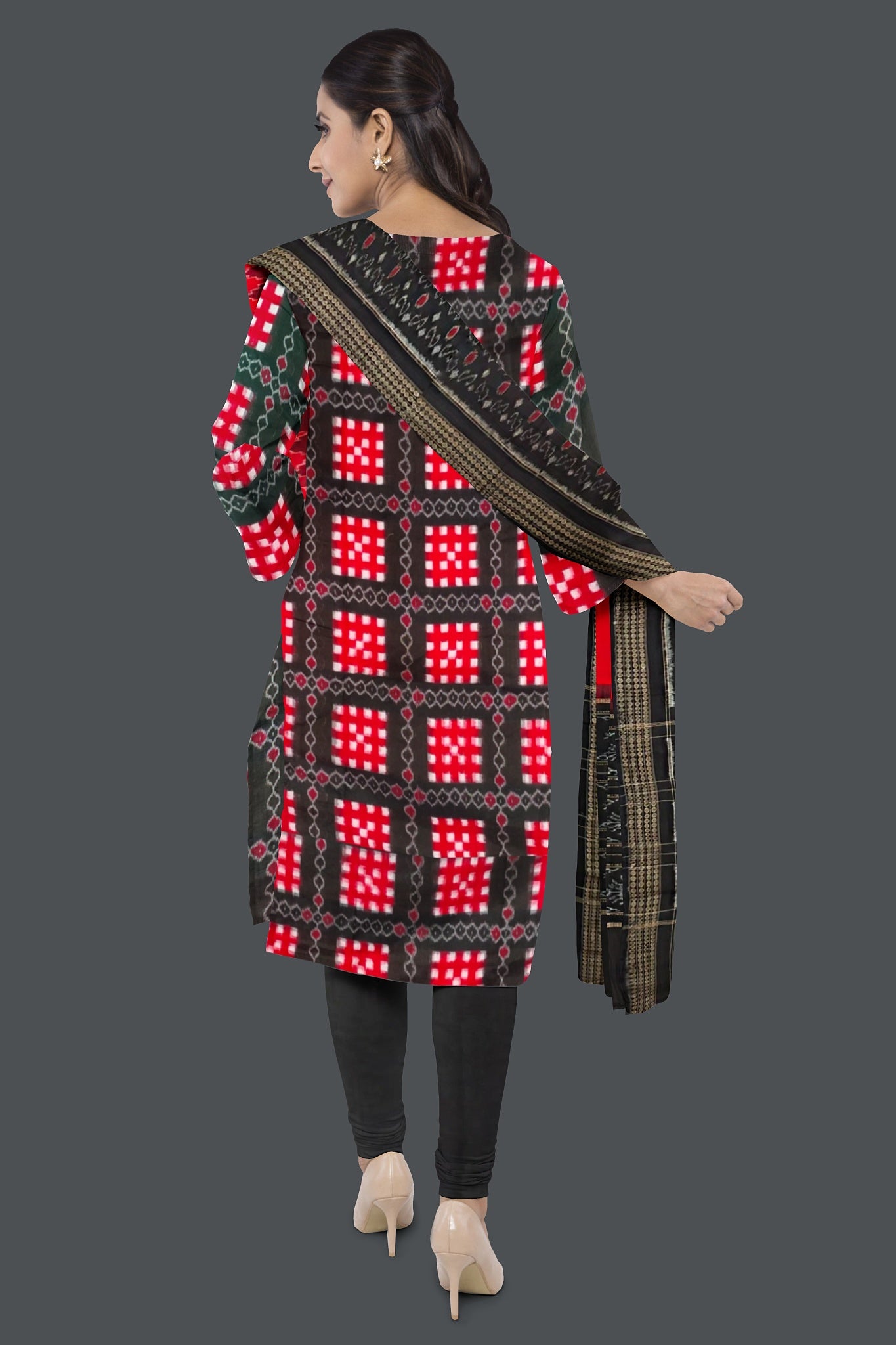 Black Top With Black Pant & Red Color Chunri Pasapalli Dress Set