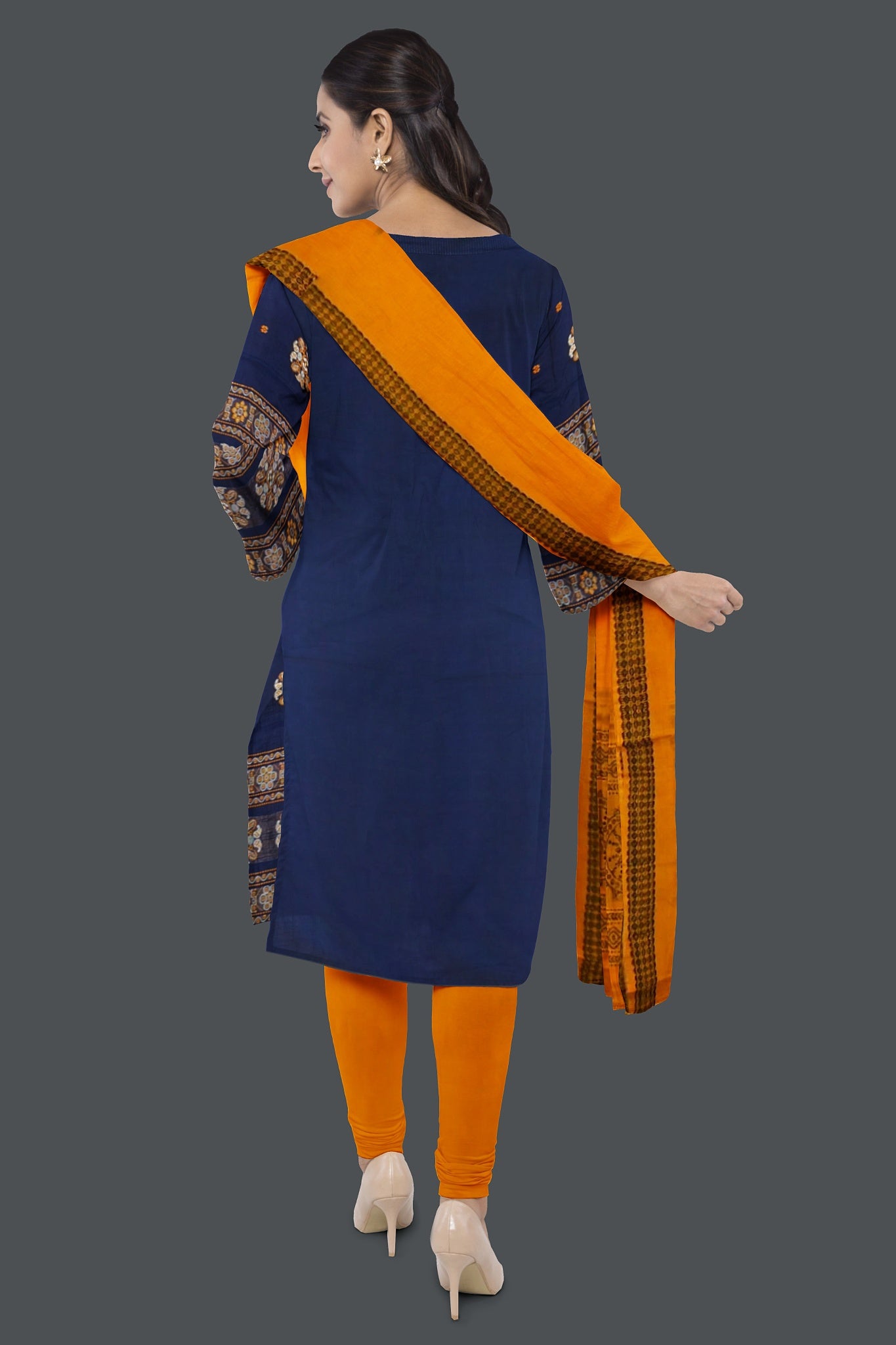 Blue with Yellow Color Pant & Chunri Bomkai Dress Set