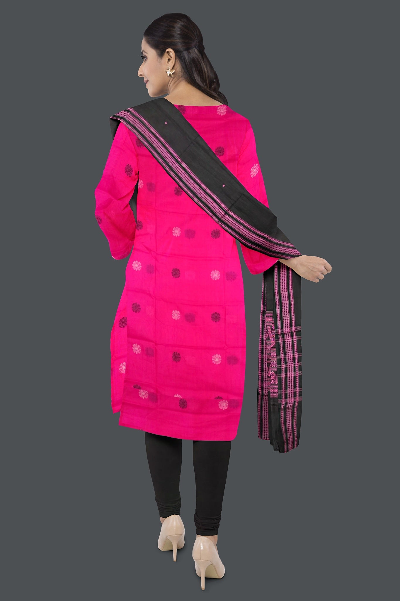 Pink Top With Black Pant & Chunri Bomkai Dress Set