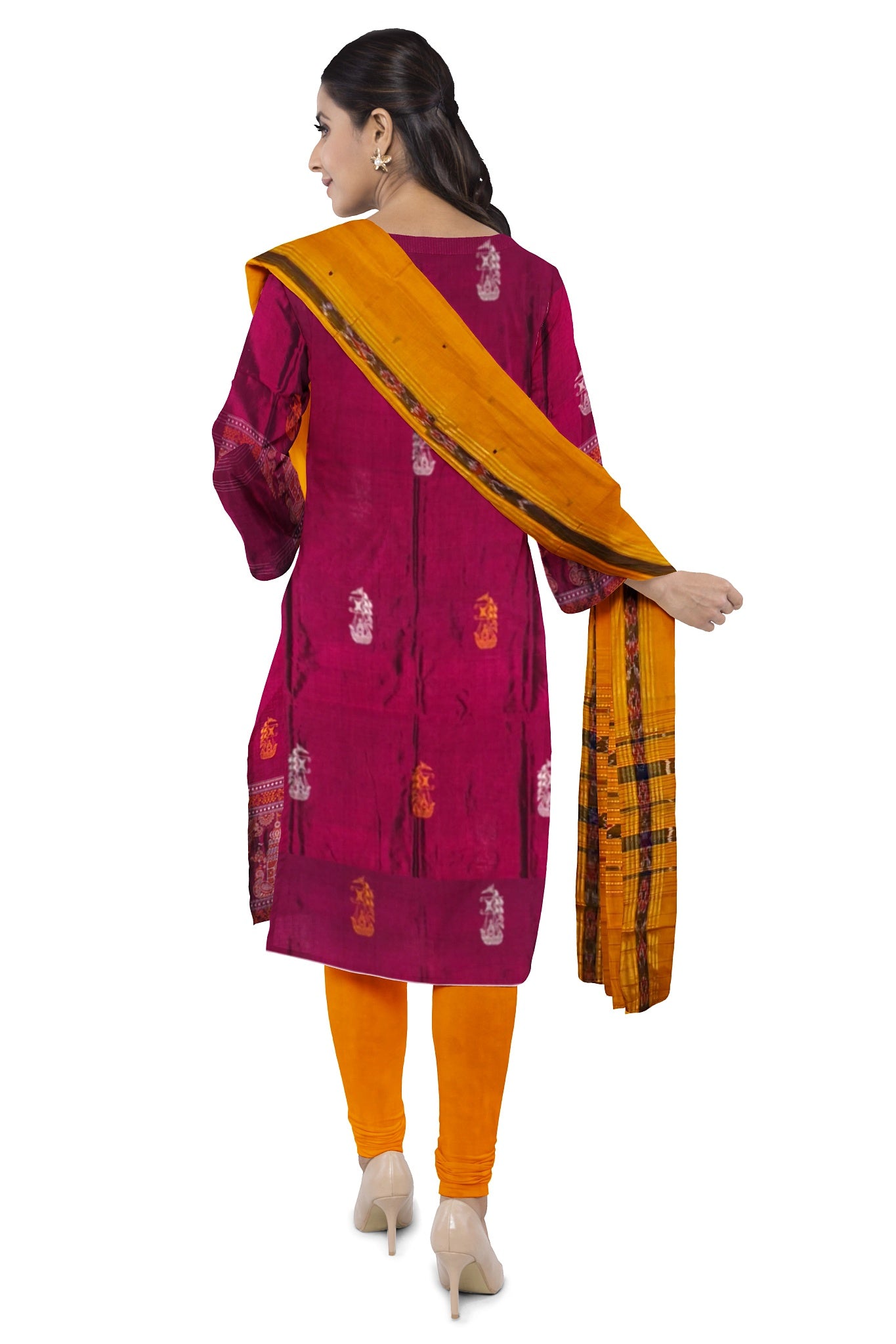 Deep magenta Bomkai Dress Set