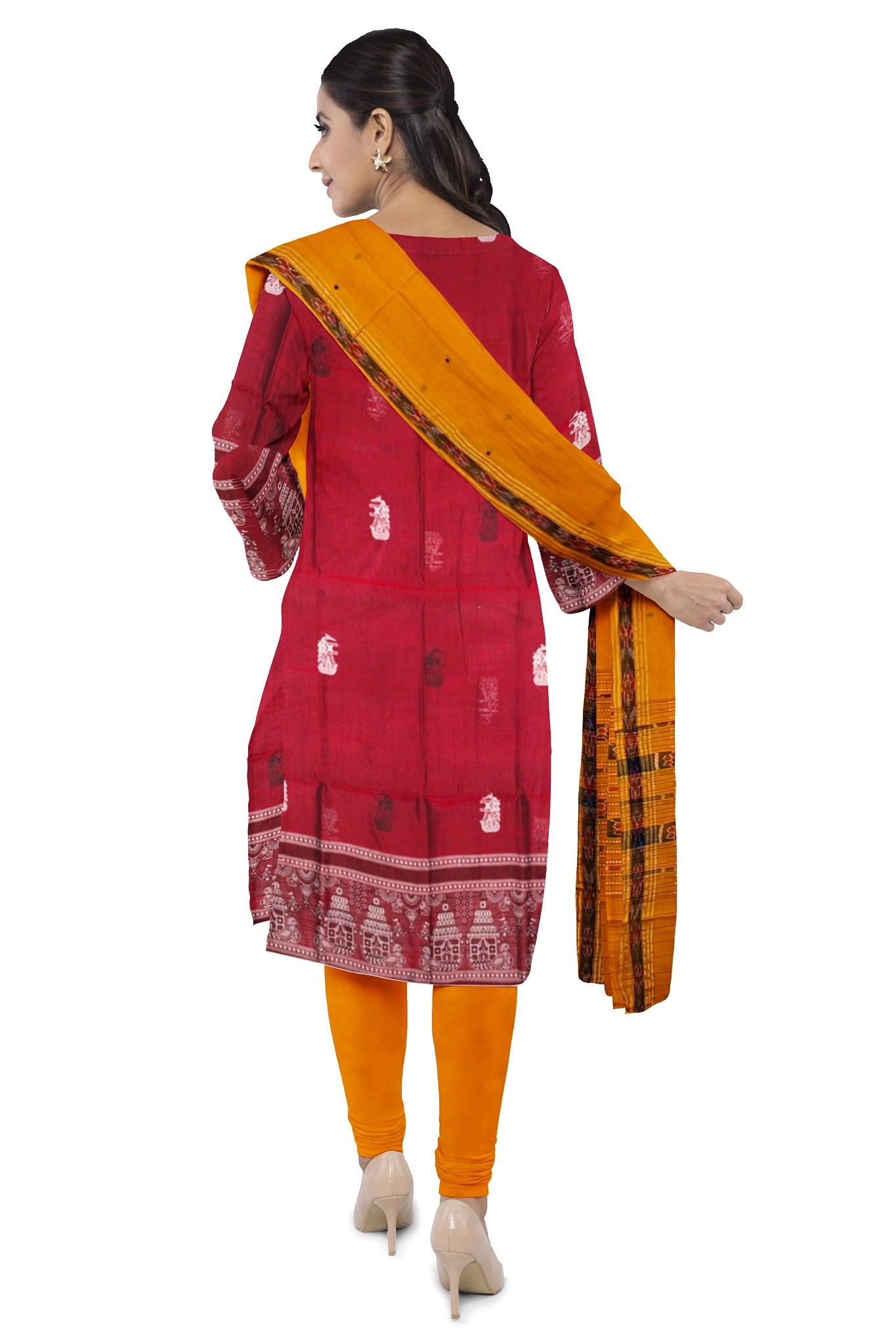Deep maroon With Black Pant & Chunri Bomkai Dress Set