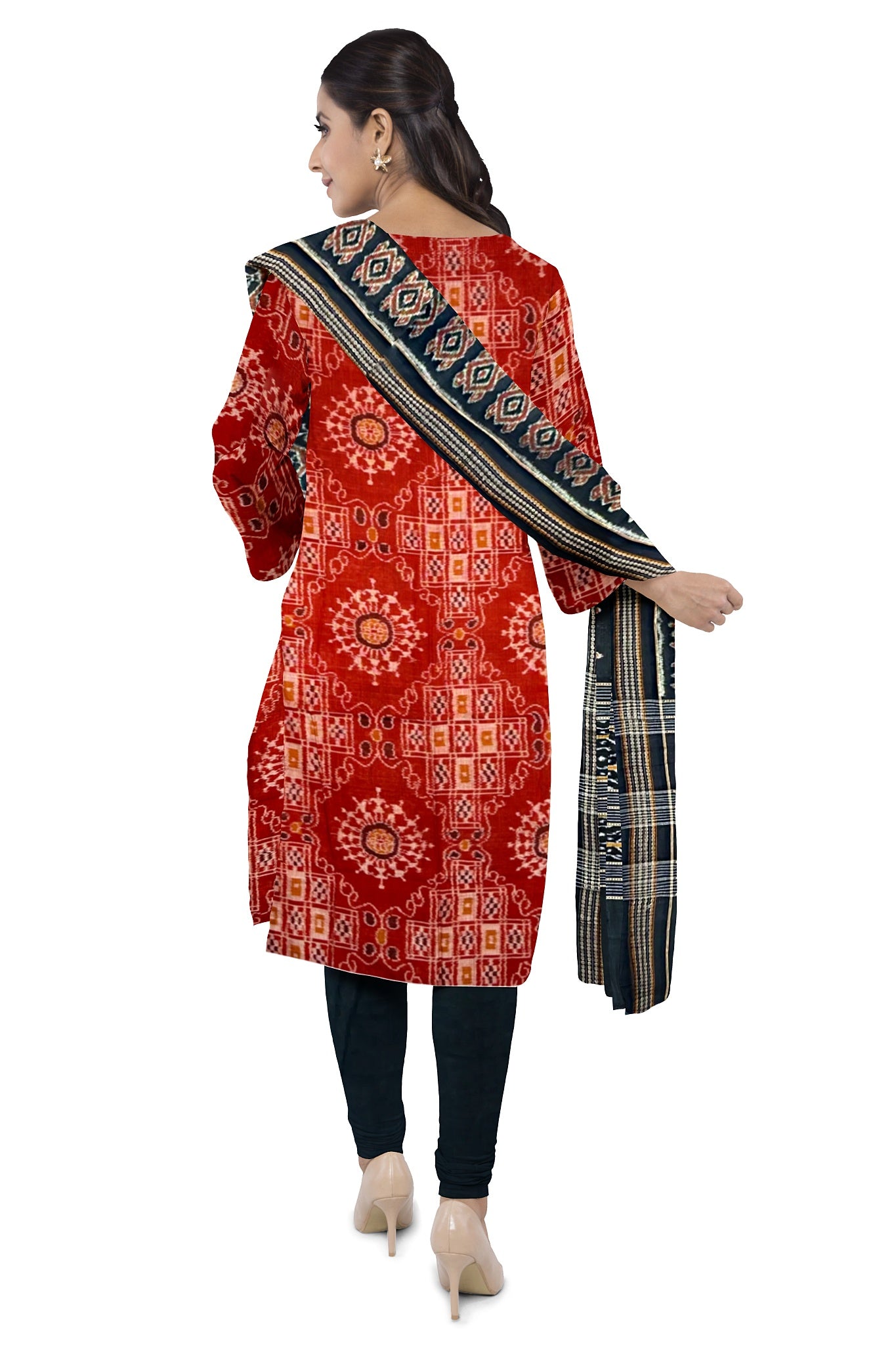 Rust Top With Black Pant & Chunri Body Bandha Dress Set