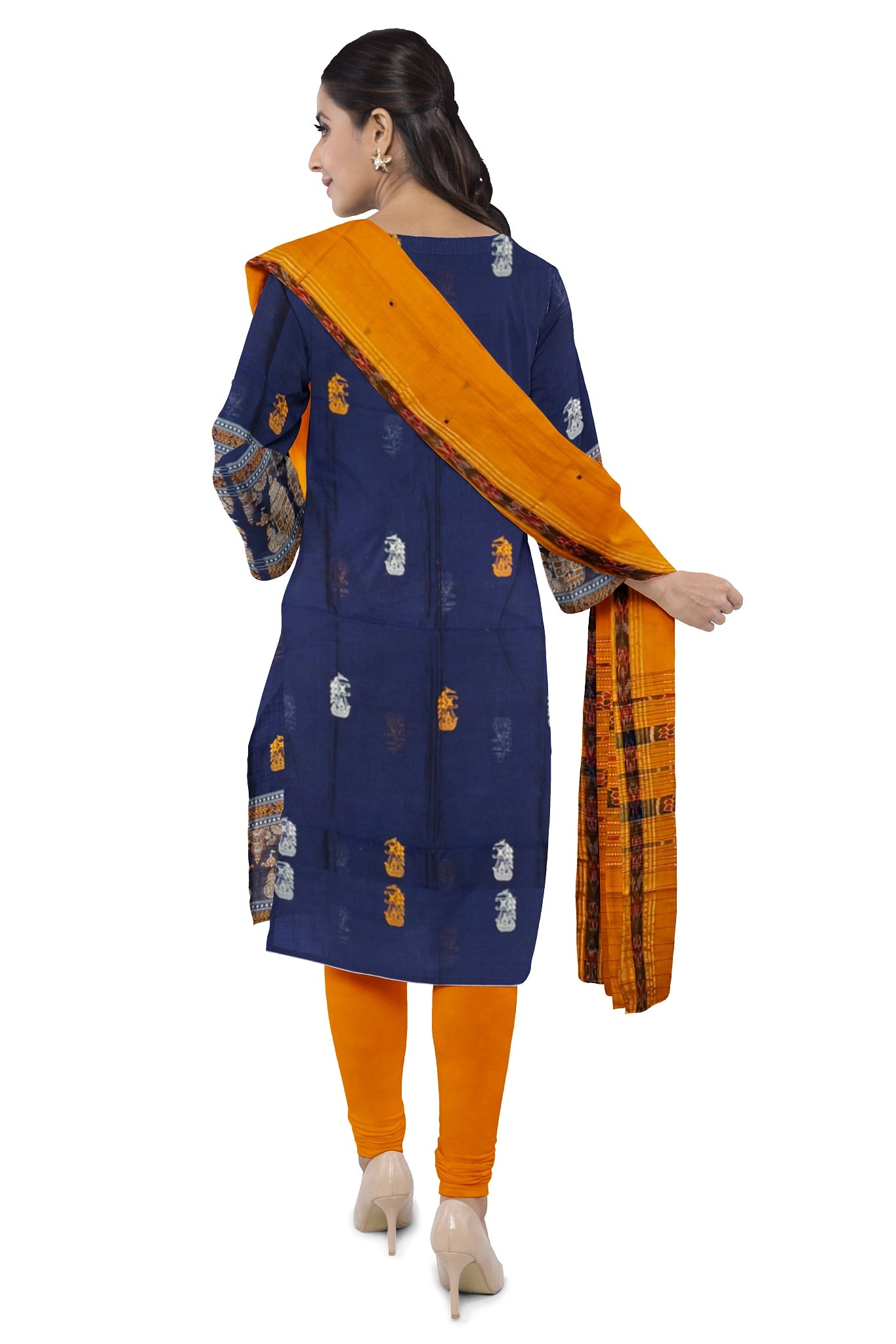 Blue With Yellow Pant & Chunri Bomkai Dress Set