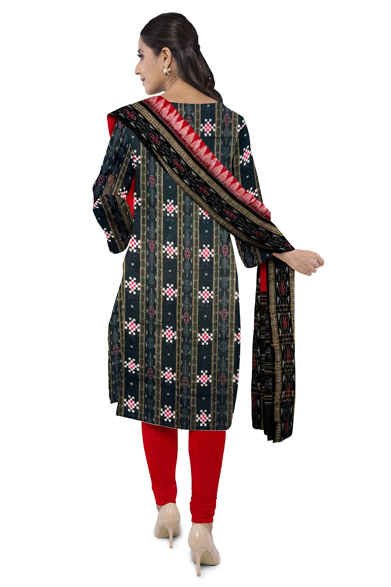 Black Top With Red Pant & Chunri Pasapalli Dress Set