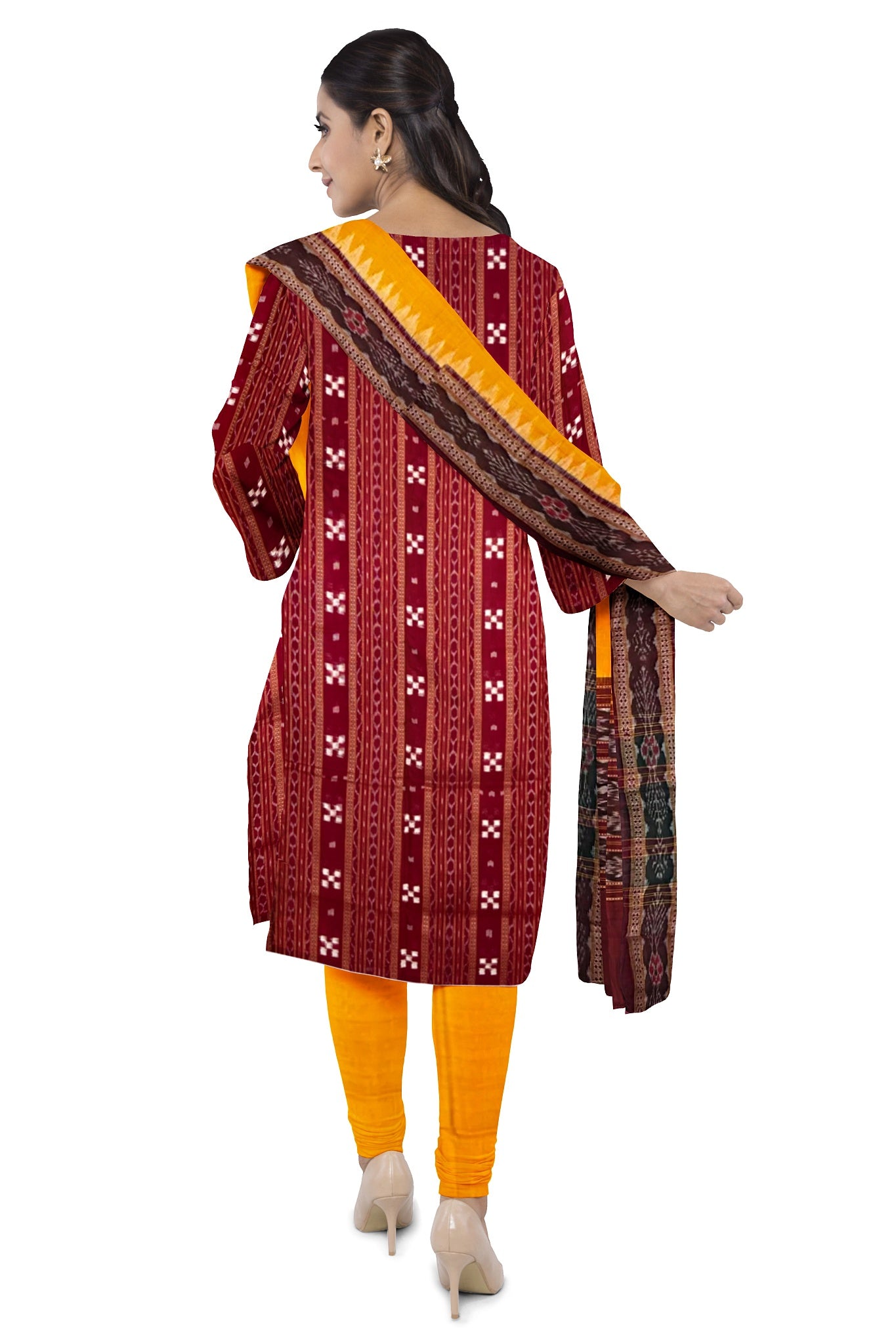 Maroon Top With Yellow Pant & Chunri Pasapalli Dress Set