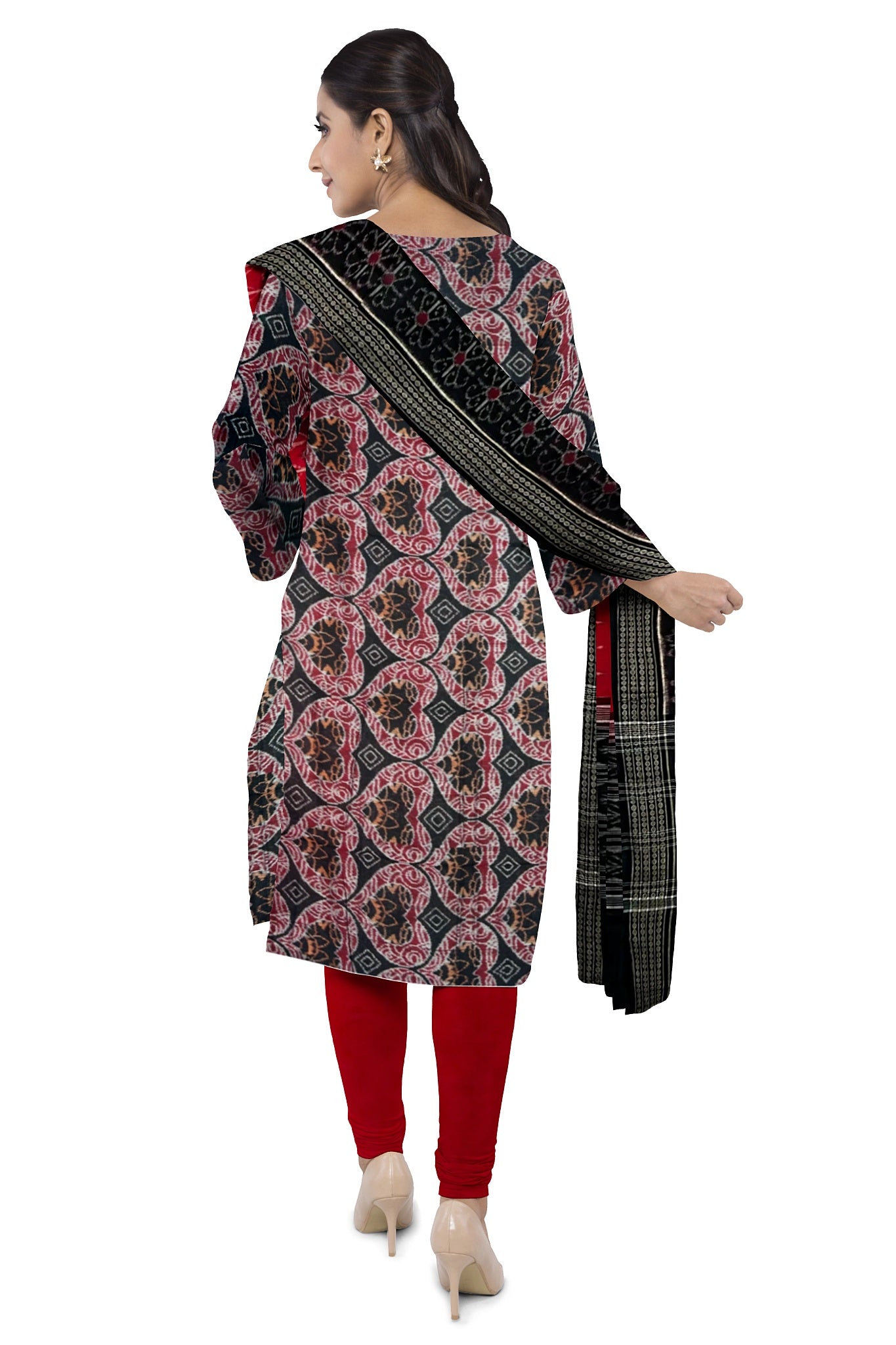 Black Top With Red Pant & Chunri Body Bandha Dress Set