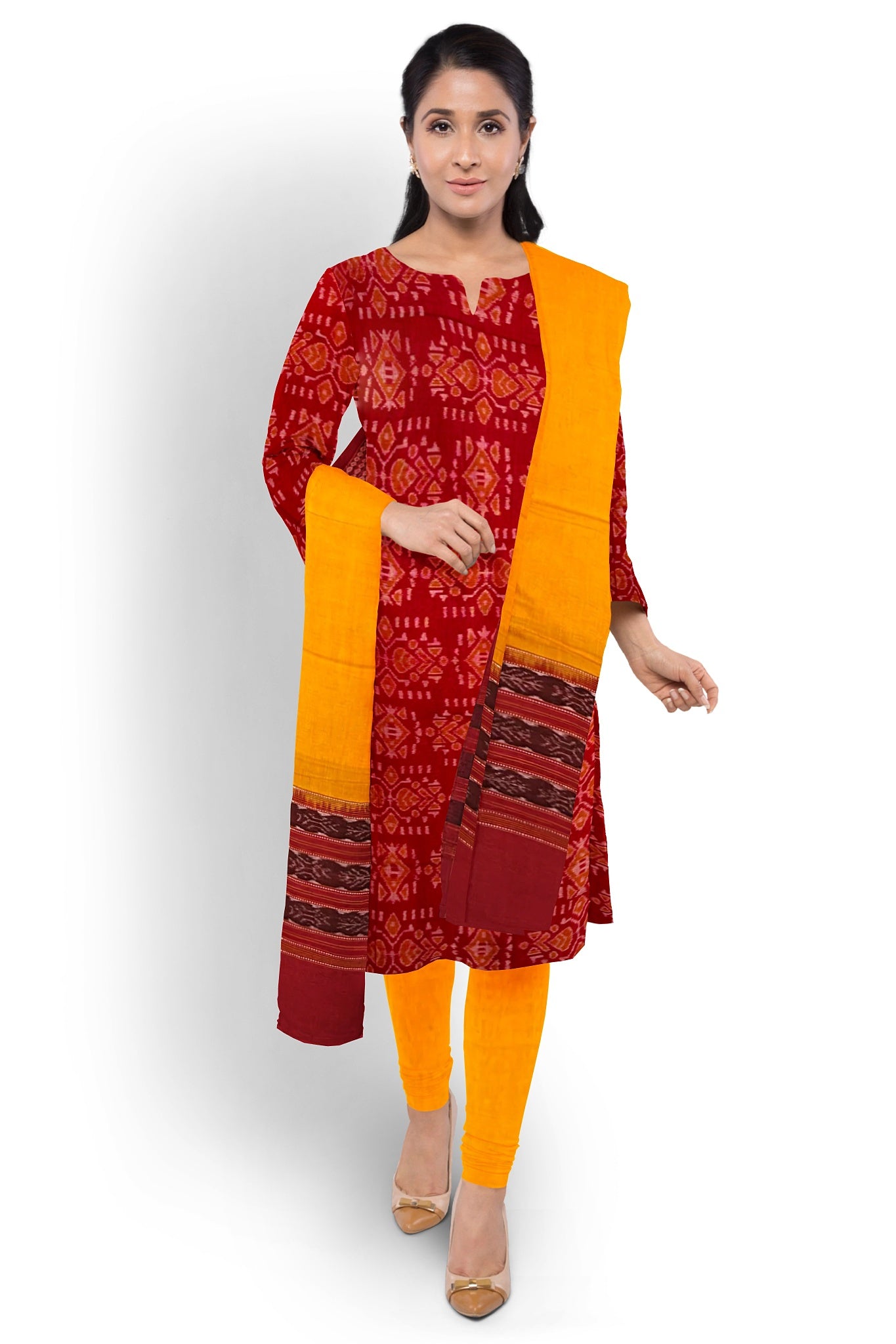 Sumati Top With Red Pant & Chunri Body Bandha Dress Set