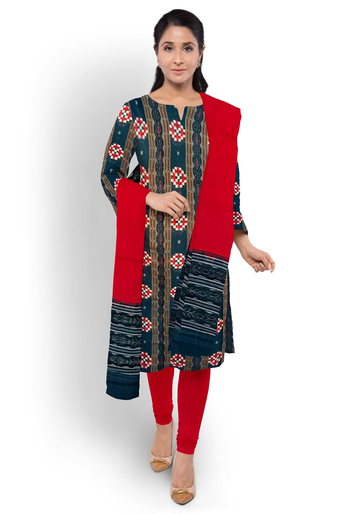 Sumati Top With Red Pant & Chunri Pasapalli Dress Set