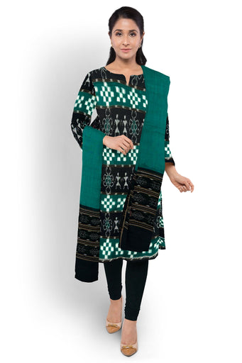 Green & Black Top With Black Pant & Green Chunri Pasapalli Dress Set