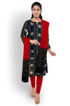 Black Top With Red Pant & Chunri Pasapalli Dress Set