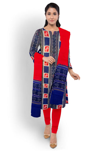 Blue Top With Red Pant & Chunri Pasapalli Dress Set