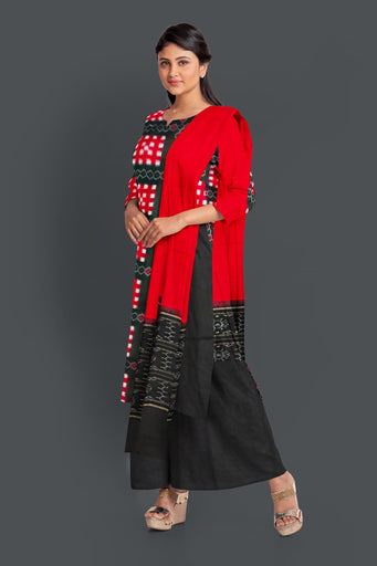Black Top With Black Pant & Red Color Chunri Pasapalli Dress Set