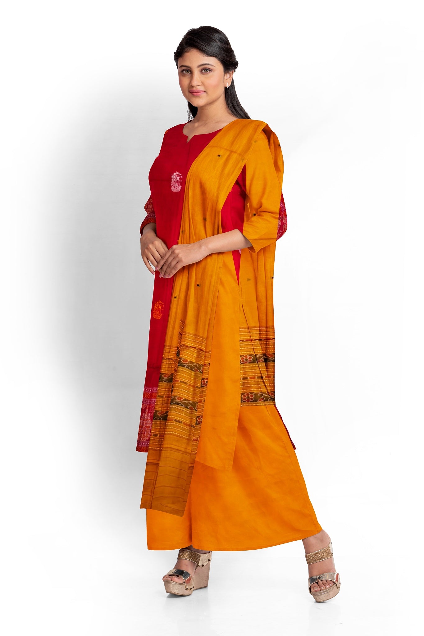 Deep Red Bomkai Dress Set