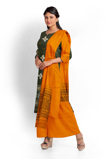 Olive Green Bomkai Dress Set