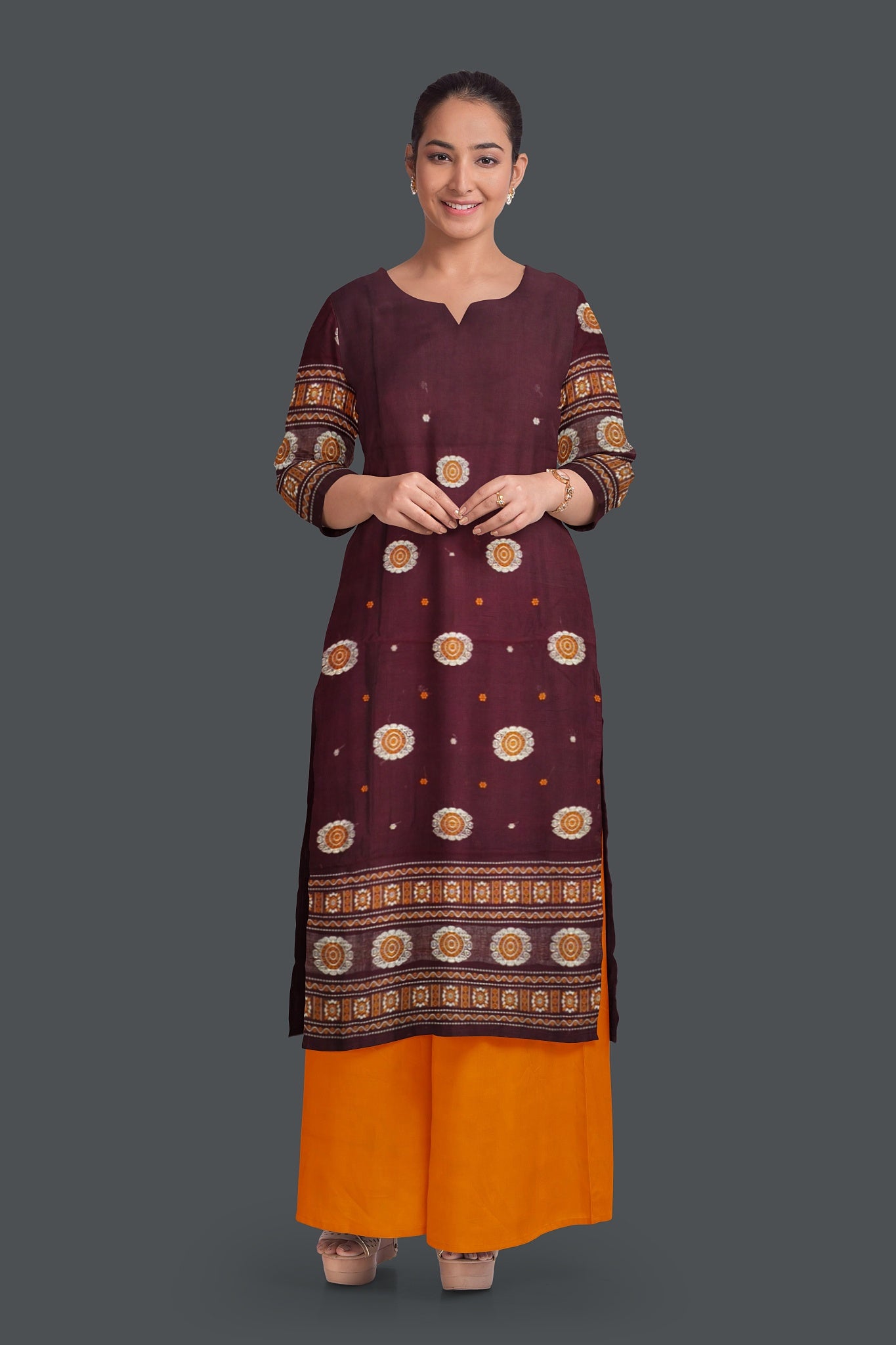 Deep Maroon Bomkai Dress Set