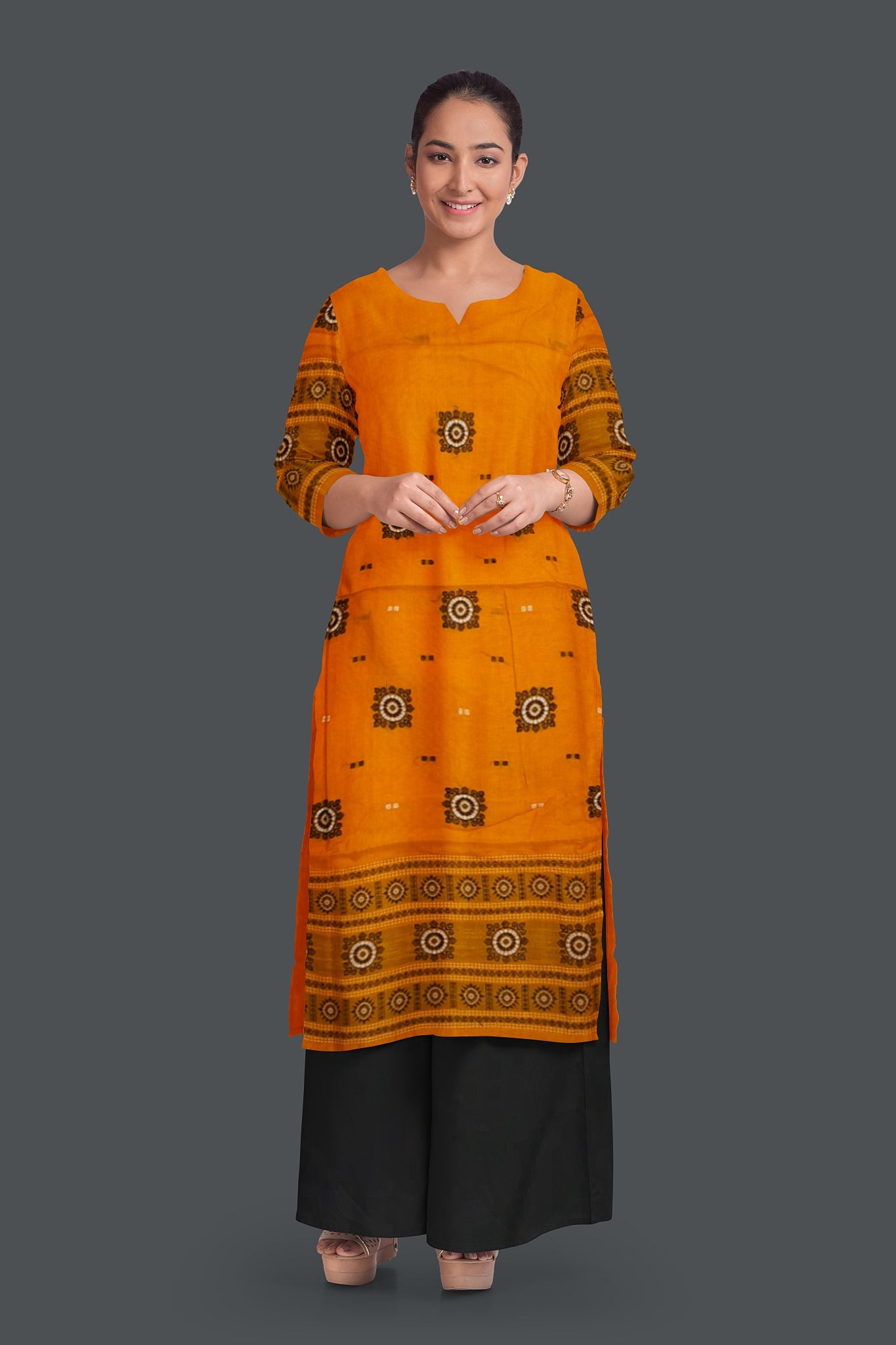 Golden Yellow Bomkai Dress Set