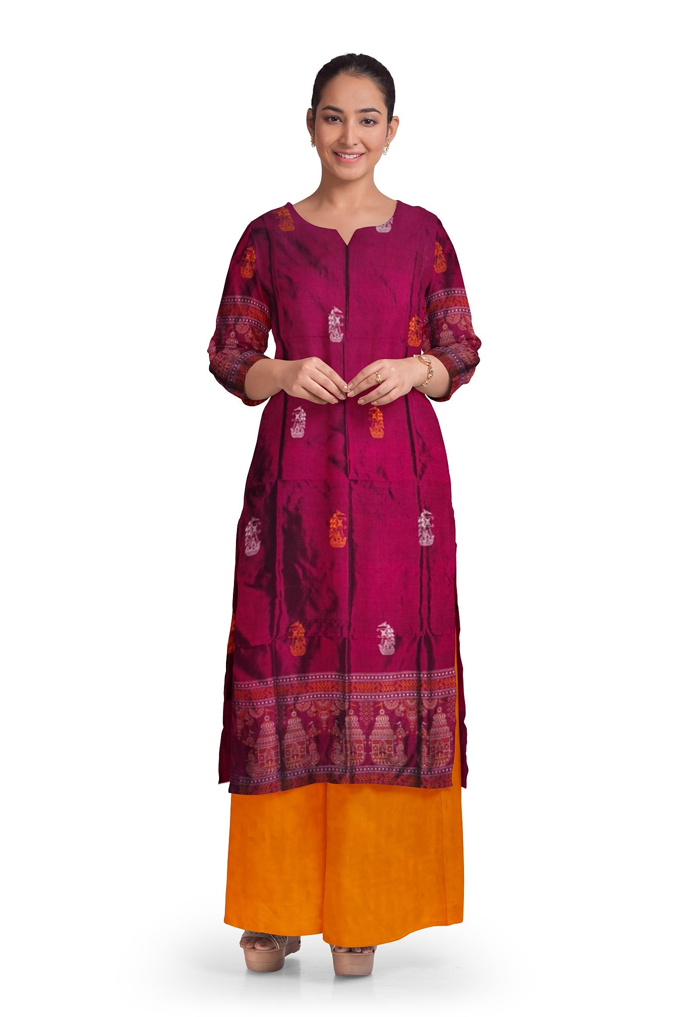 Deep magenta Bomkai Dress Set