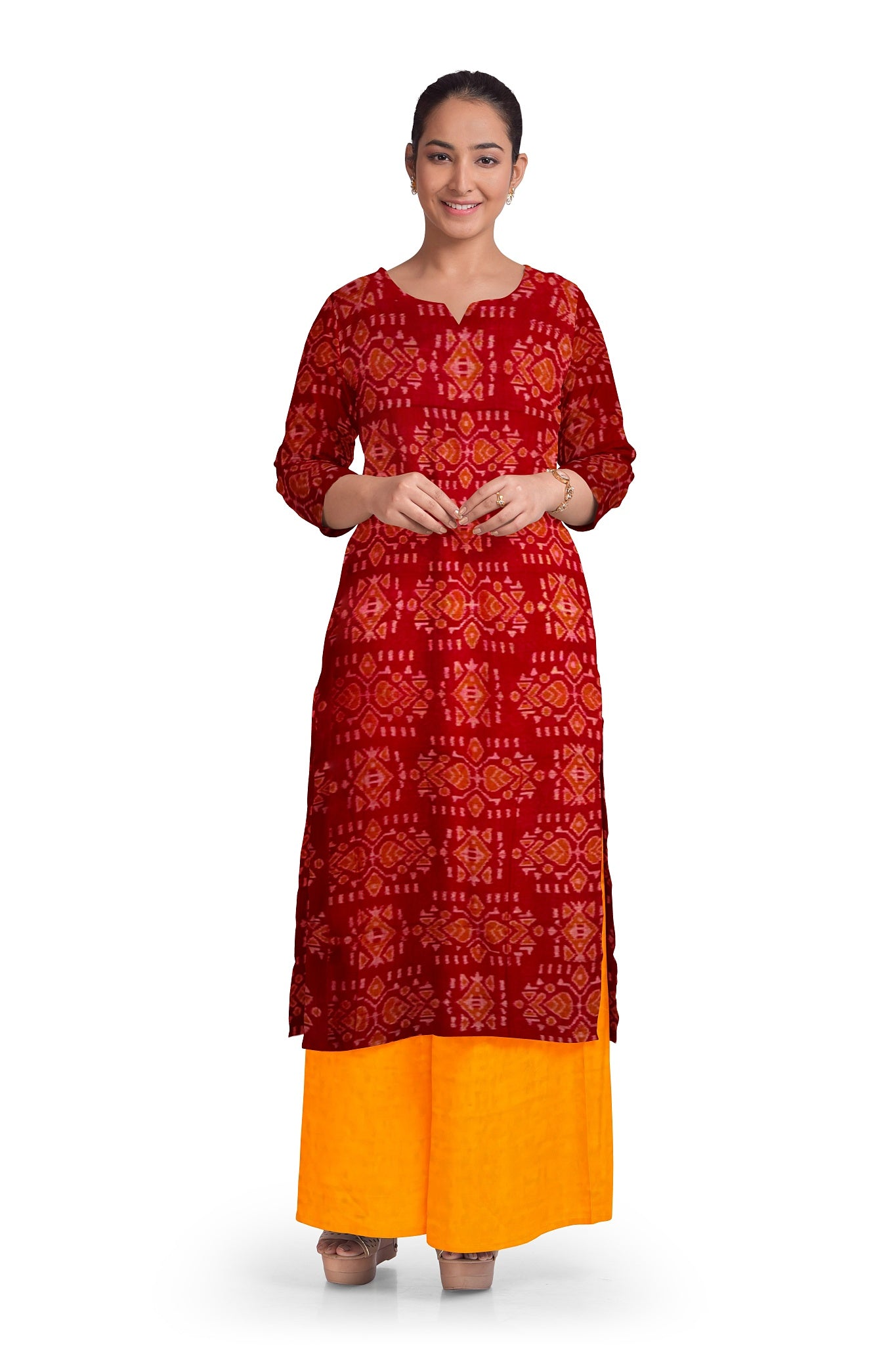 Sumati Top With Red Pant & Chunri Body Bandha Dress Set