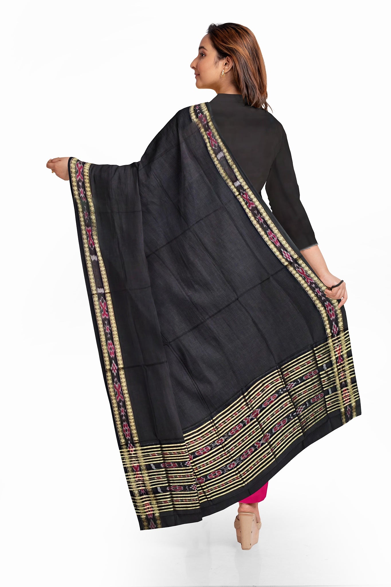 Black Bomkai Dress Set Necklace Design