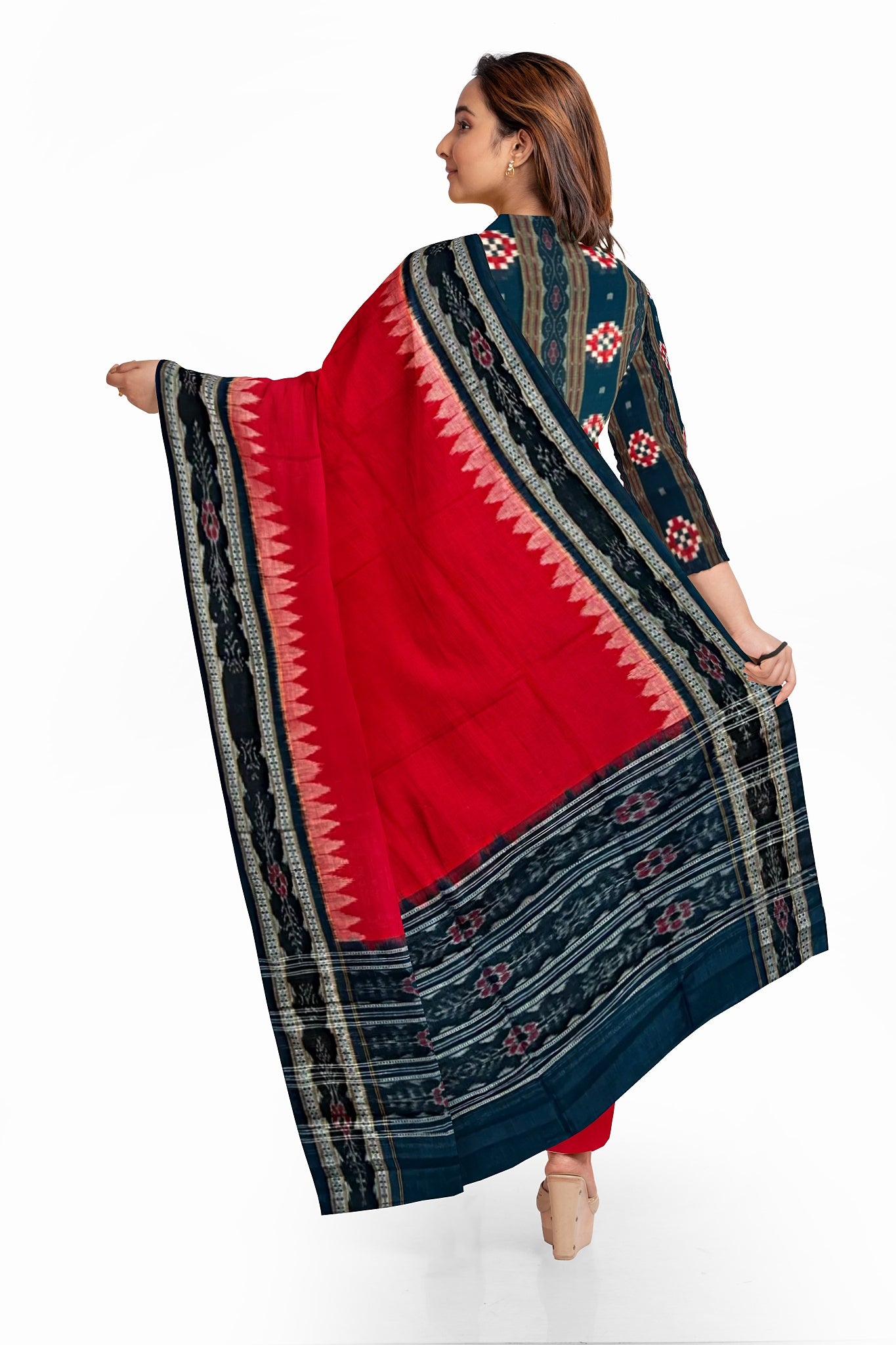Sumati Top With Red Pant & Chunri Pasapalli Dress Set